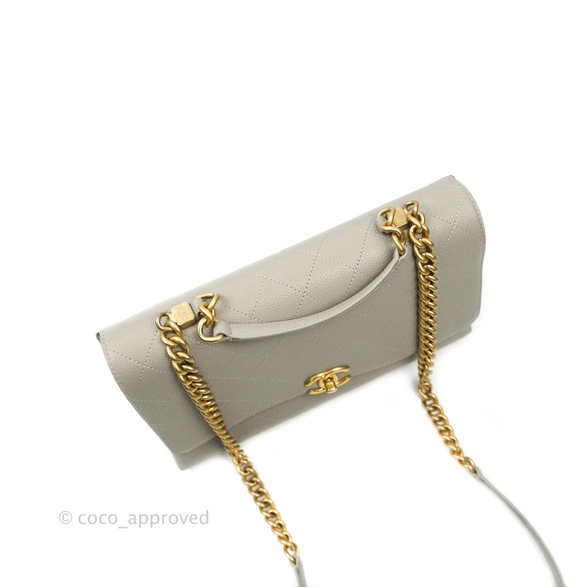 Chanel Chic Affinity Medium Grained Calfskin Grey Handbag with Aged Gold Hardware - Perfect for Work, Travel & Luxury Fashion Accessories