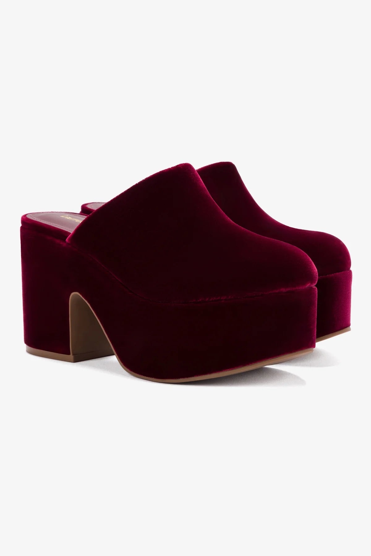 Miso Platform Clog Shoes for Women - Comfortable Velvet Slip-On Clogs in Wine Red - Perfect for Casual Wear, Home, and Garden Use