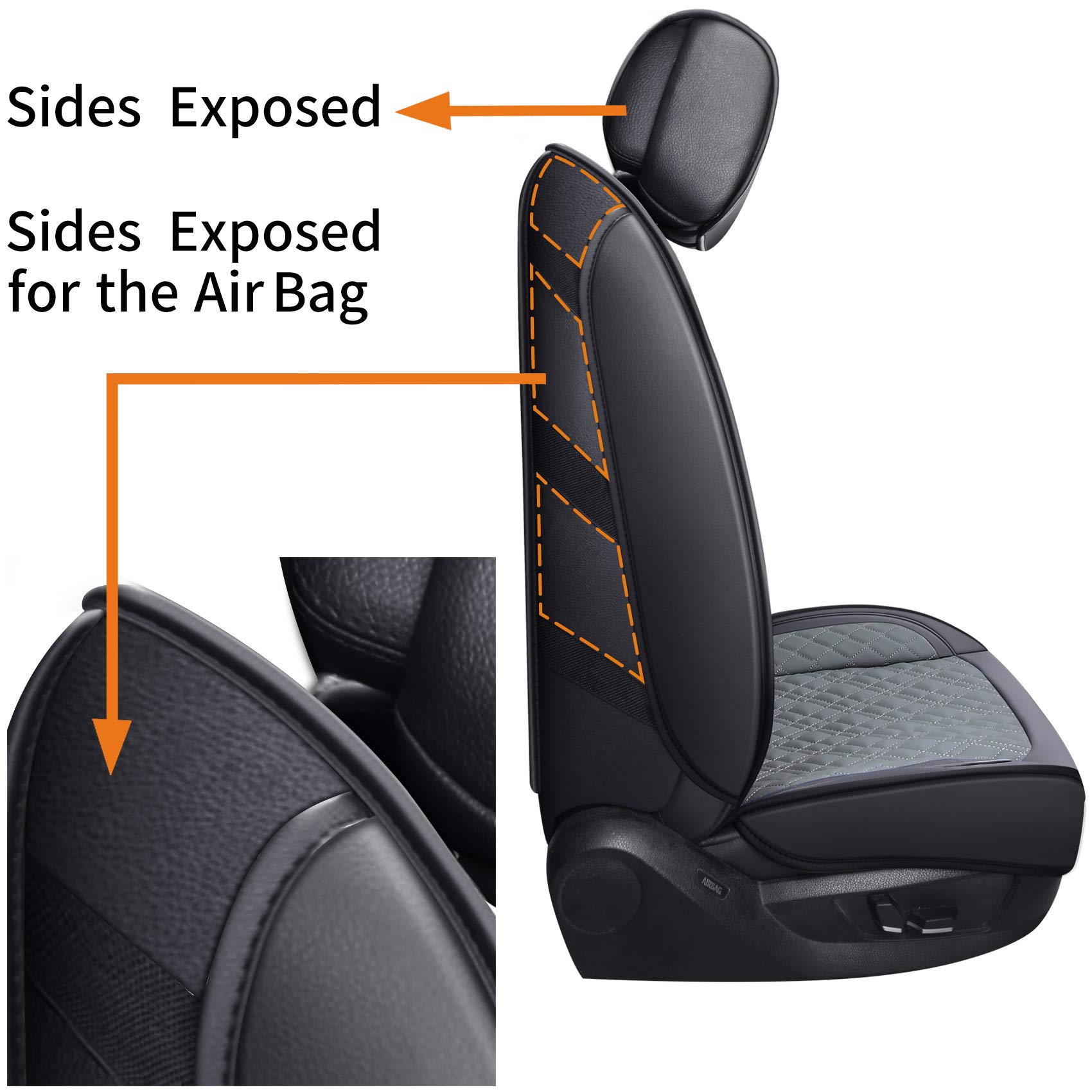 YIERTAI Dodge Ram Seat Covers Full Set for 2009-2025 1500/2500/3500 Pickup Trucks - Compatible with Classic, Bighorn, Longhorn, Laramie, Crew, Double, Mega Cab & Tradesman Models (Black/Gray) - Perfect for Off-Roading, Work & Daily Commute