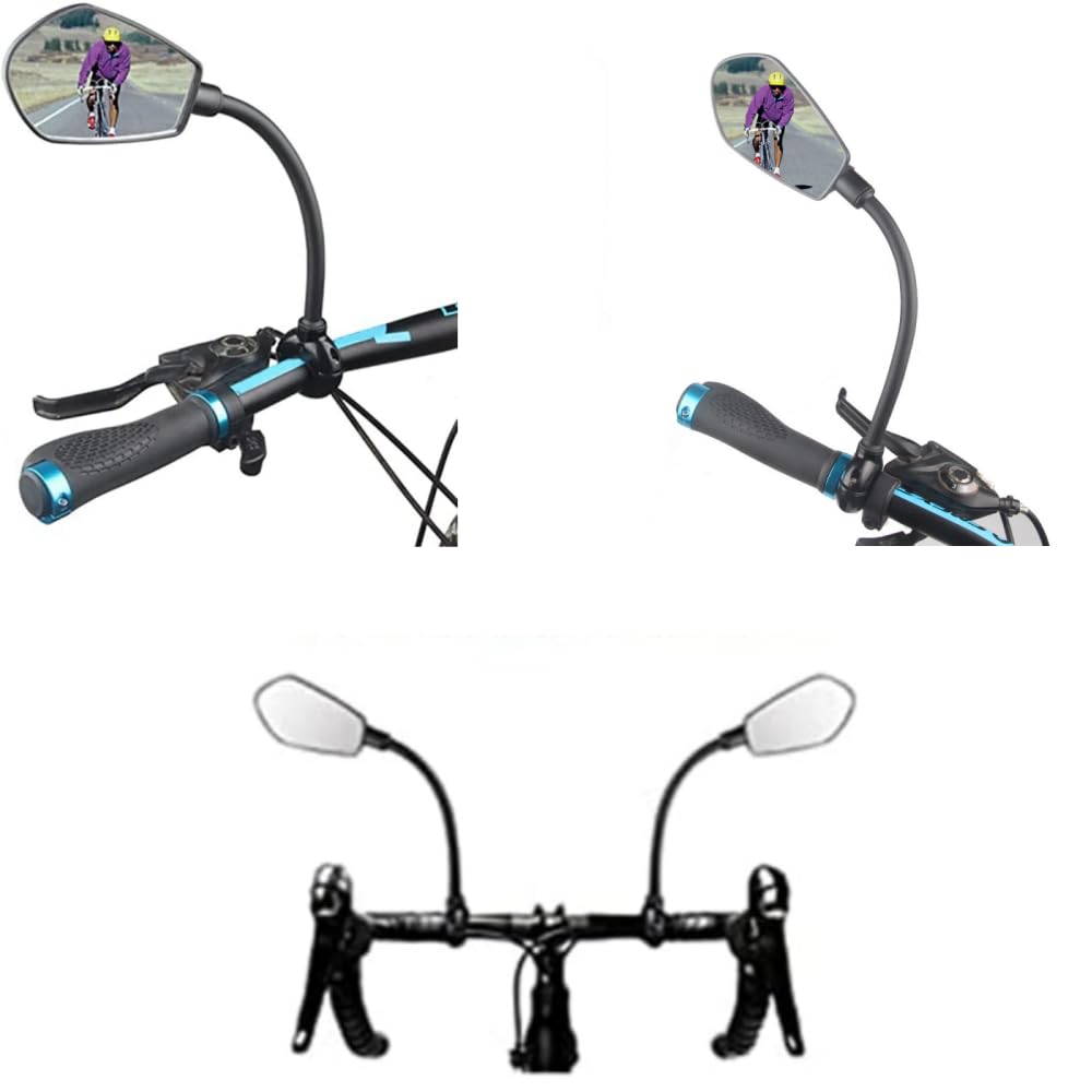 2PCS Adjustable Bicycle Handlebar Rearview Mirror - Universal for Road Bike, Motorcycle & Scooter - Enhance Safety for Commuting, Cycling & Outdoor Adventures
