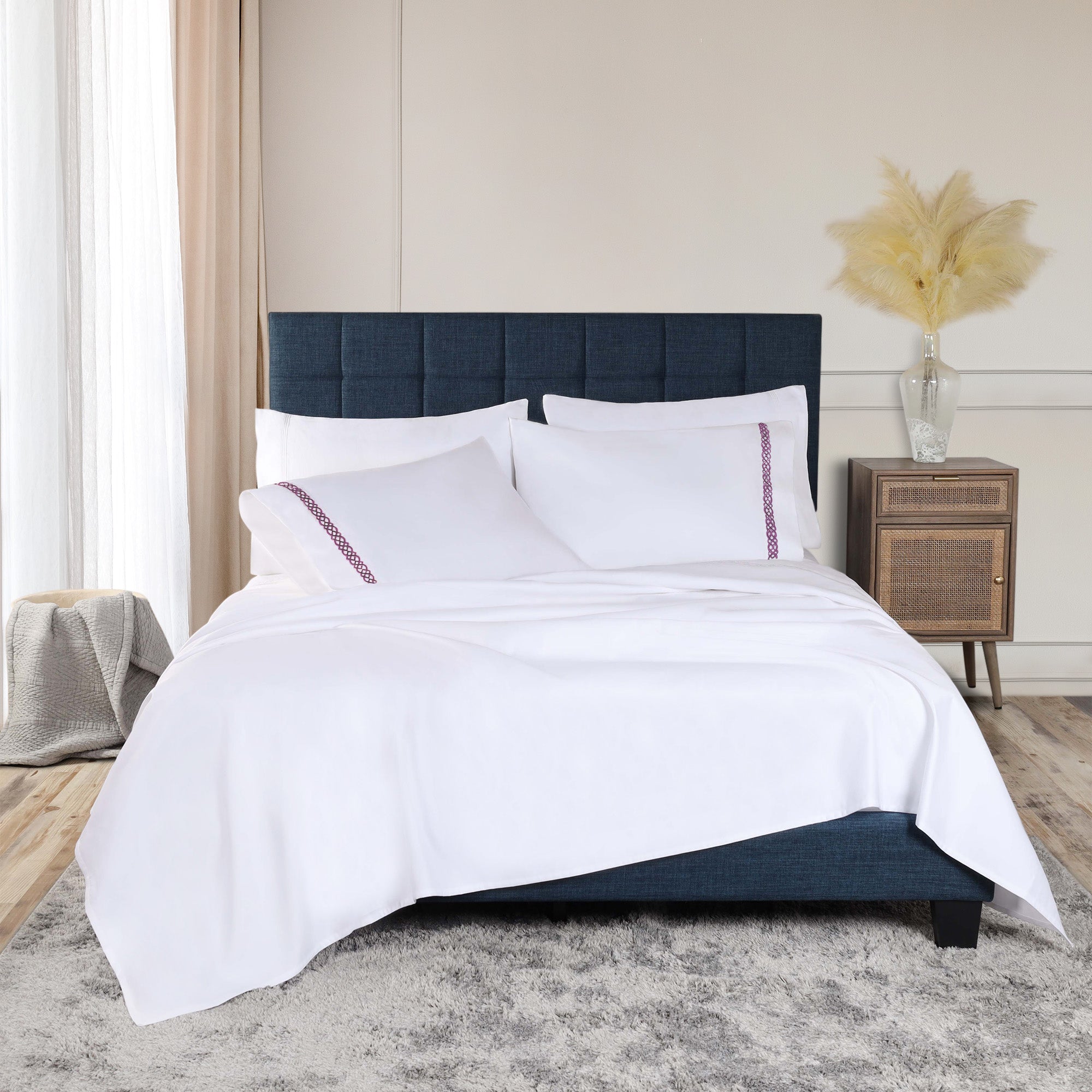 Luxury 1000 Thread Count Egyptian Cotton Bed Sheet Set - Queen Size, Soft & Breathable for Ultimate Comfort - Perfect for Master Bedroom, Guest Room & Hotel Use