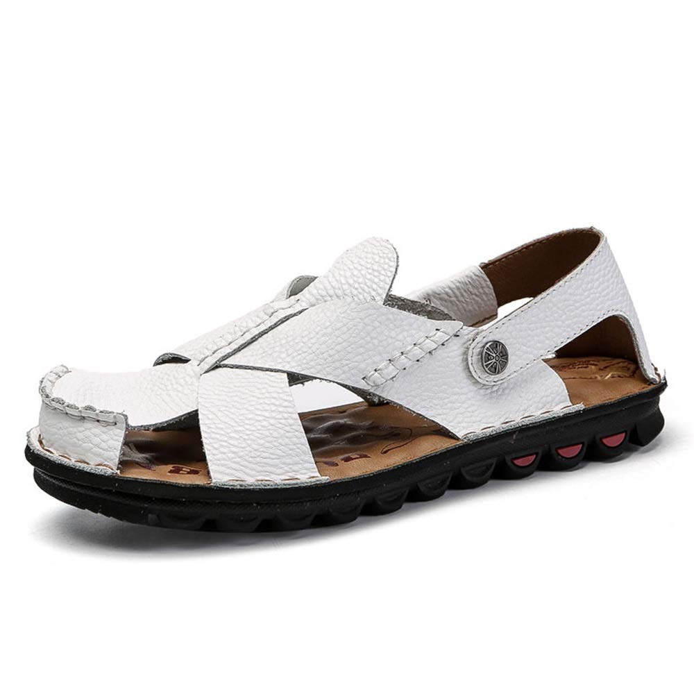 **Men's PU Leather Slip-On Sandals - Lightweight, Flexible & Anti-Collision Toe for Casual, Work & Outdoor Wear | Water Shoes for Hiking, Beach & Daily Use**