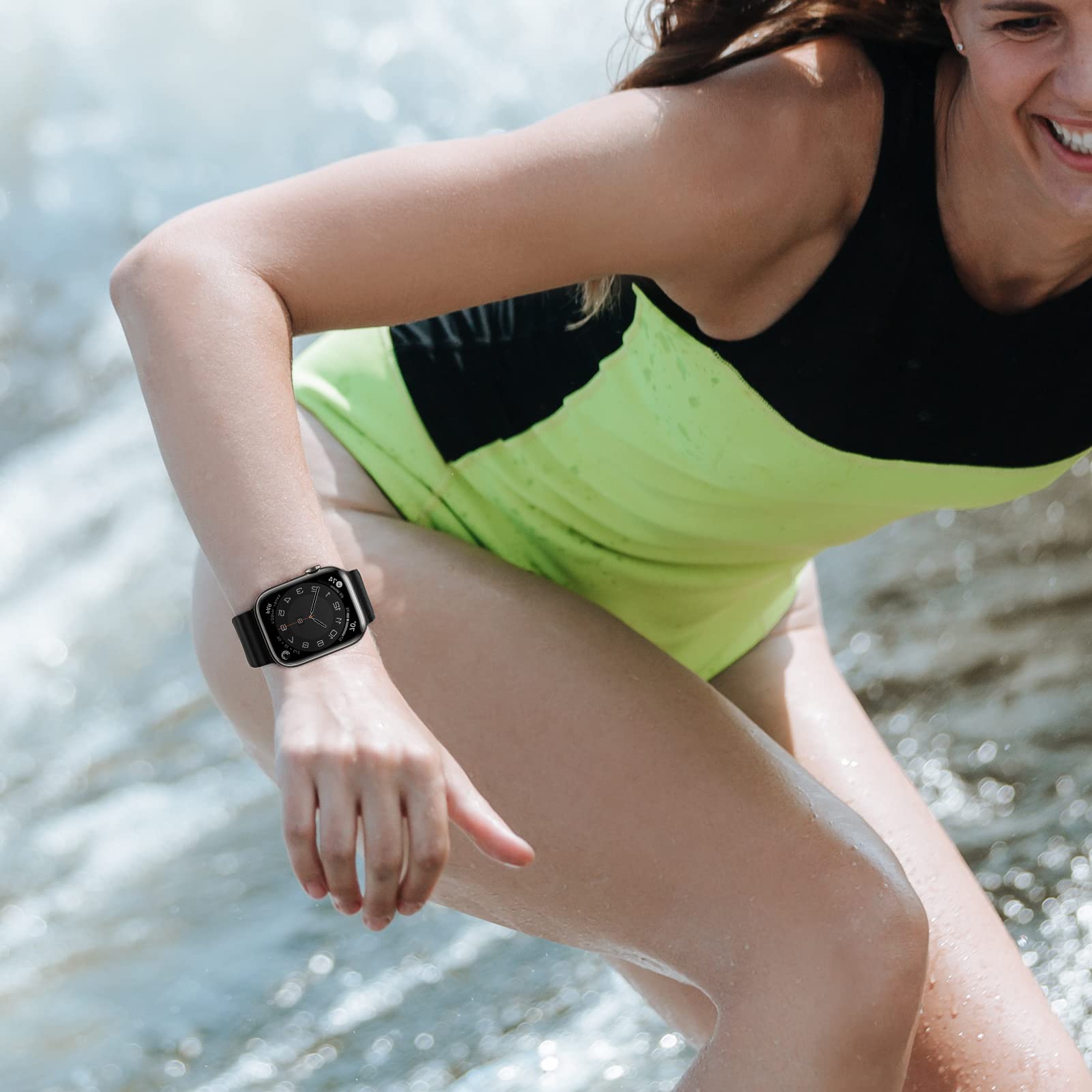 **Ocean Band for Apple Watch Ultra/Series 9/8/7/6/5/4/3/2/1 & SE - 49mm/45mm/44mm/41mm/40mm/42mm/38mm Silicone Sport Strap - Breathable, Durable Wristband for Men & Women - Perfect for Swimming, Running & Outdoor Activities**