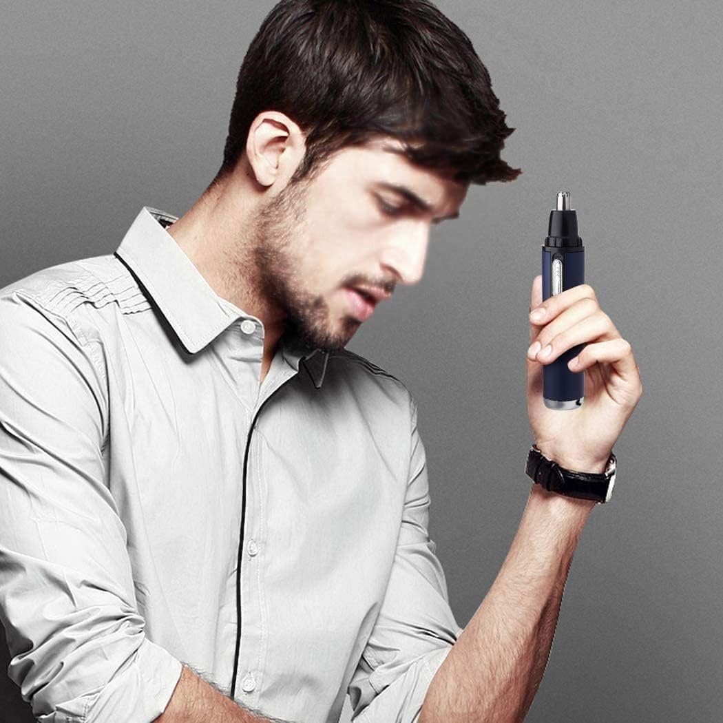 USB Rechargeable Ear & Nose Hair Trimmer for Men & Women - Portable Facial Grooming Kit with Protective Cover - Perfect for Travel, Home & Personal Care