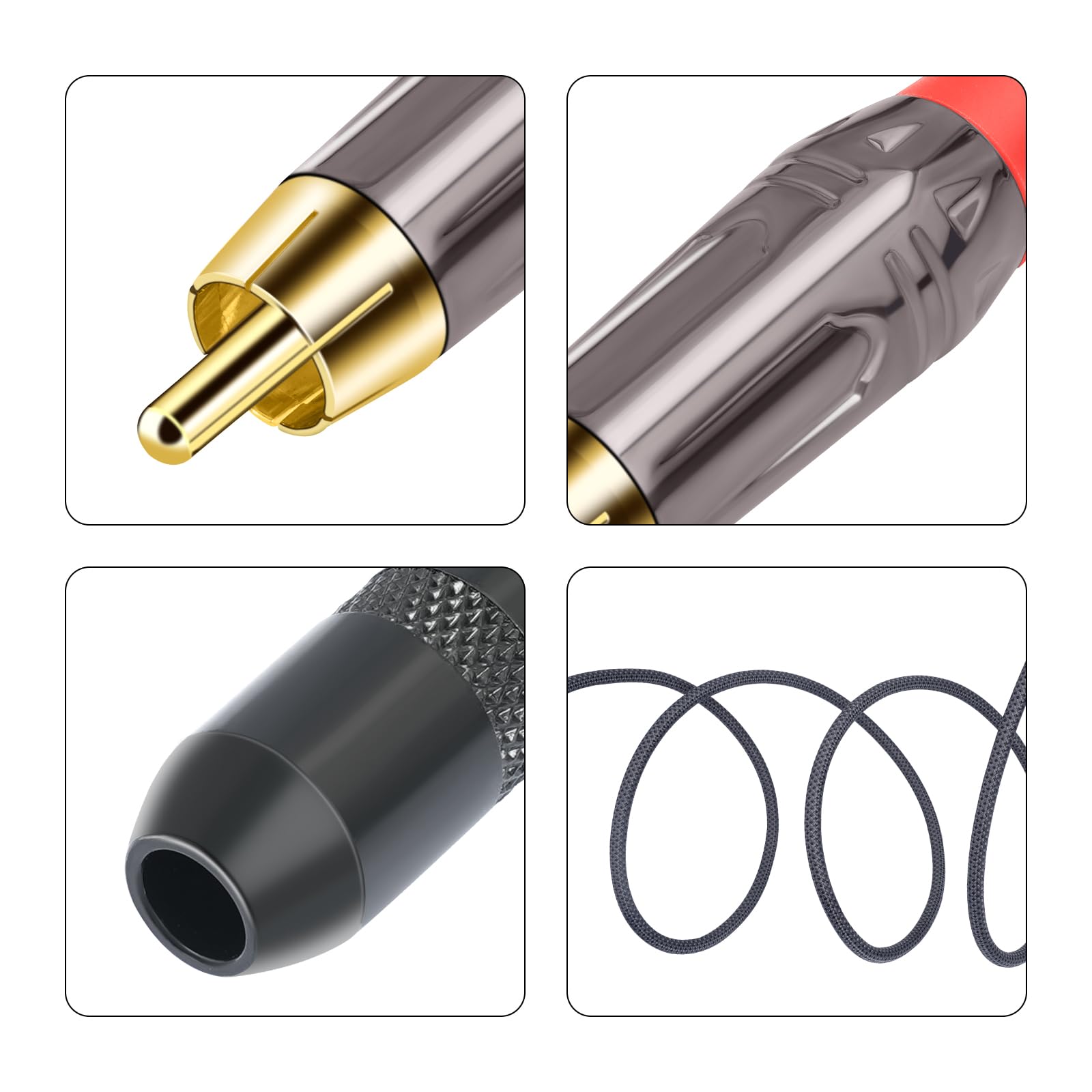 Premium 6.35mm Female to Dual RCA Male Stereo Audio Splitter Cable - 1 Foot - Connect DJ Equipment, Mixers, Amplifiers & Home Theater Systems
