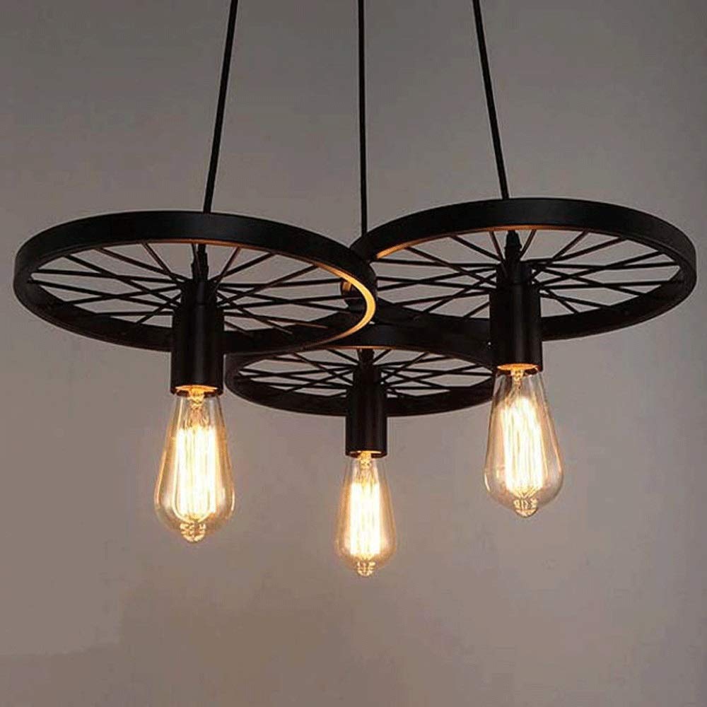 Vintage Industrial Iron Art Ceiling Light - Single Wind Wheel Design for Restaurant, Bar & Home Decor | Black Finish | Energy Class A | Perfect for Rustic, Farmhouse & Loft Style Interiors
