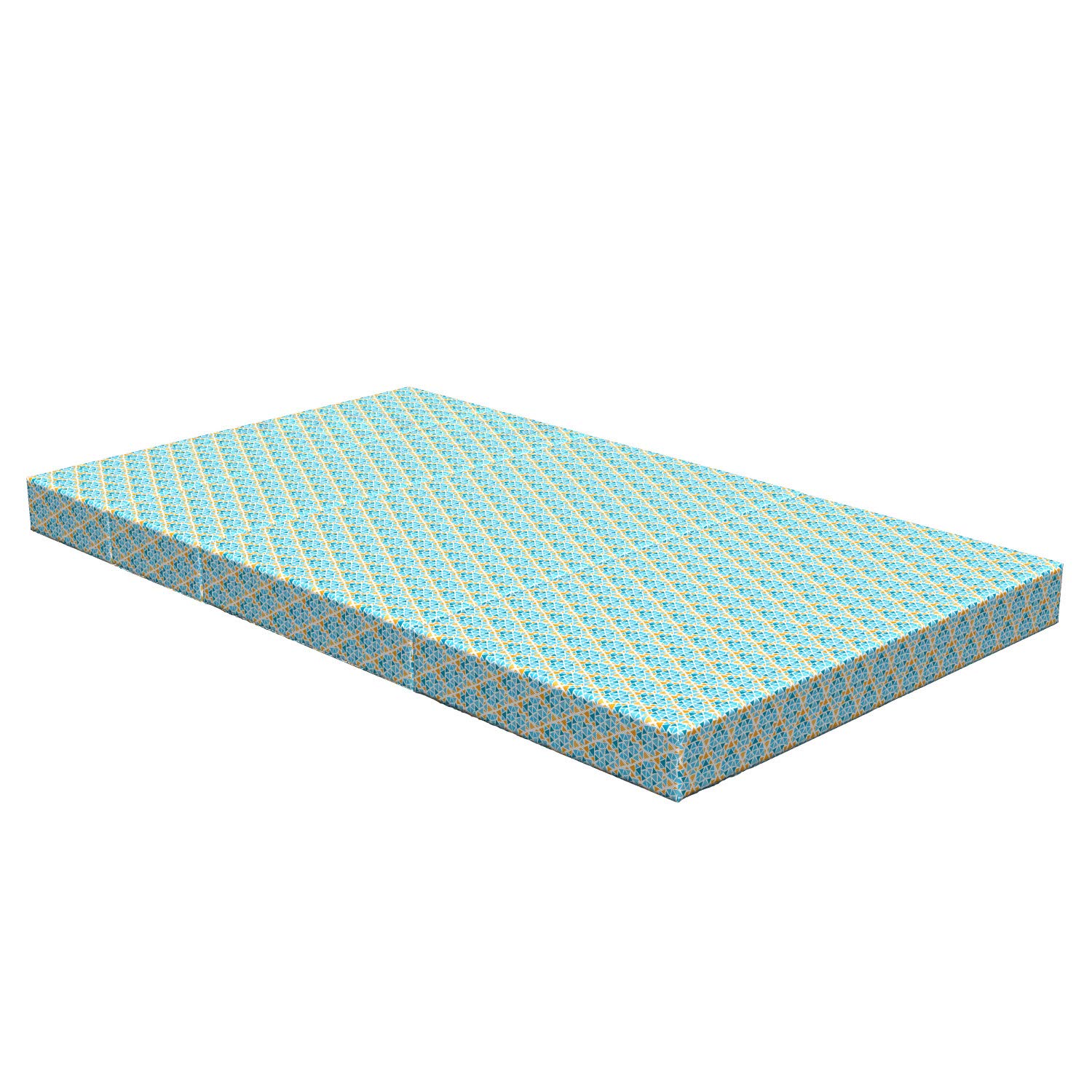 Ambesonne Yellow and Blue Foldable Mattress with Triangle Motif - 78.7