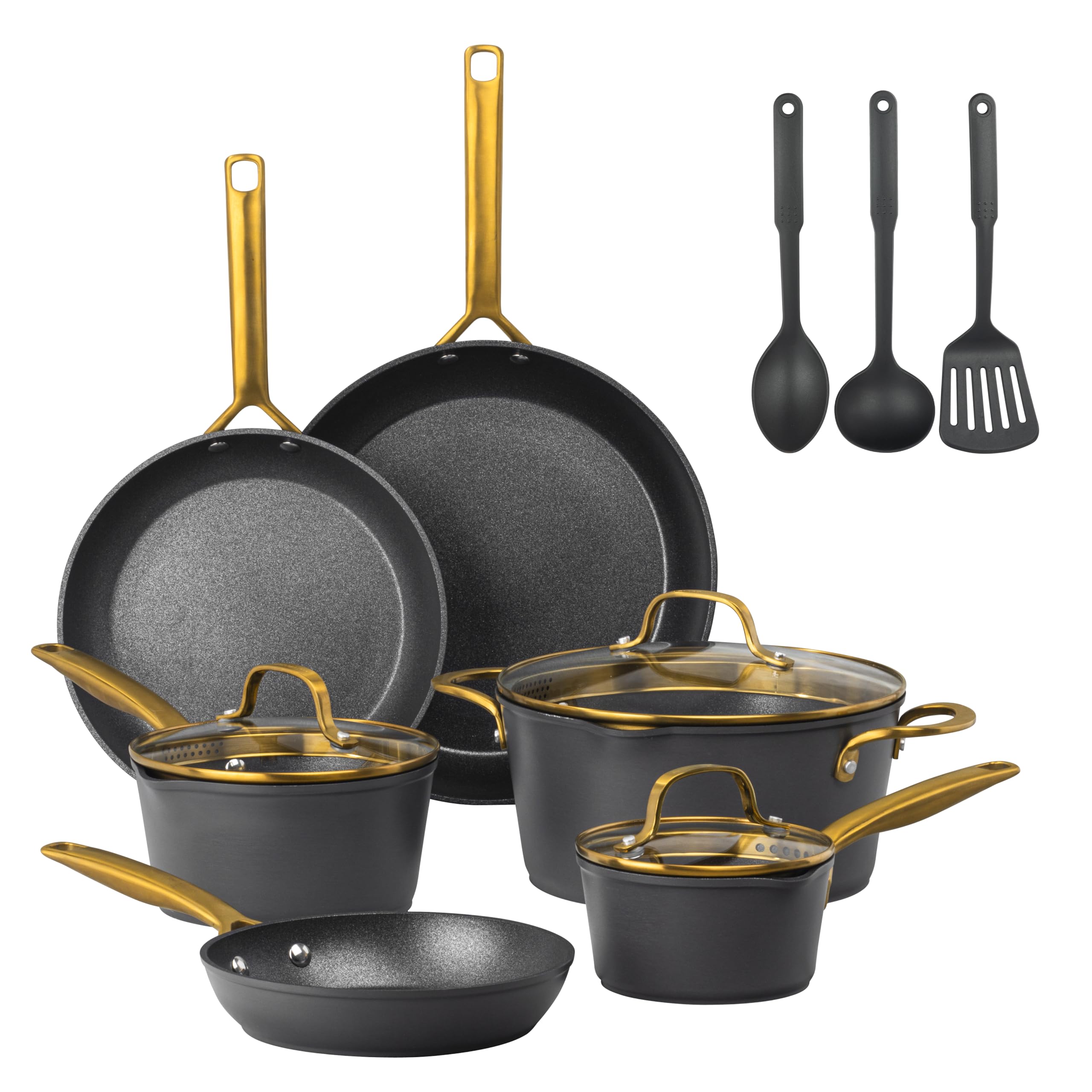 GRANITESTONE 14-Piece Induction Cookware Set - Nonstick Pots and Pans with Hard Anodized Coating | Oven & Dishwasher Safe | Perfect for Everyday Cooking, Family Meals & Professional Kitchens