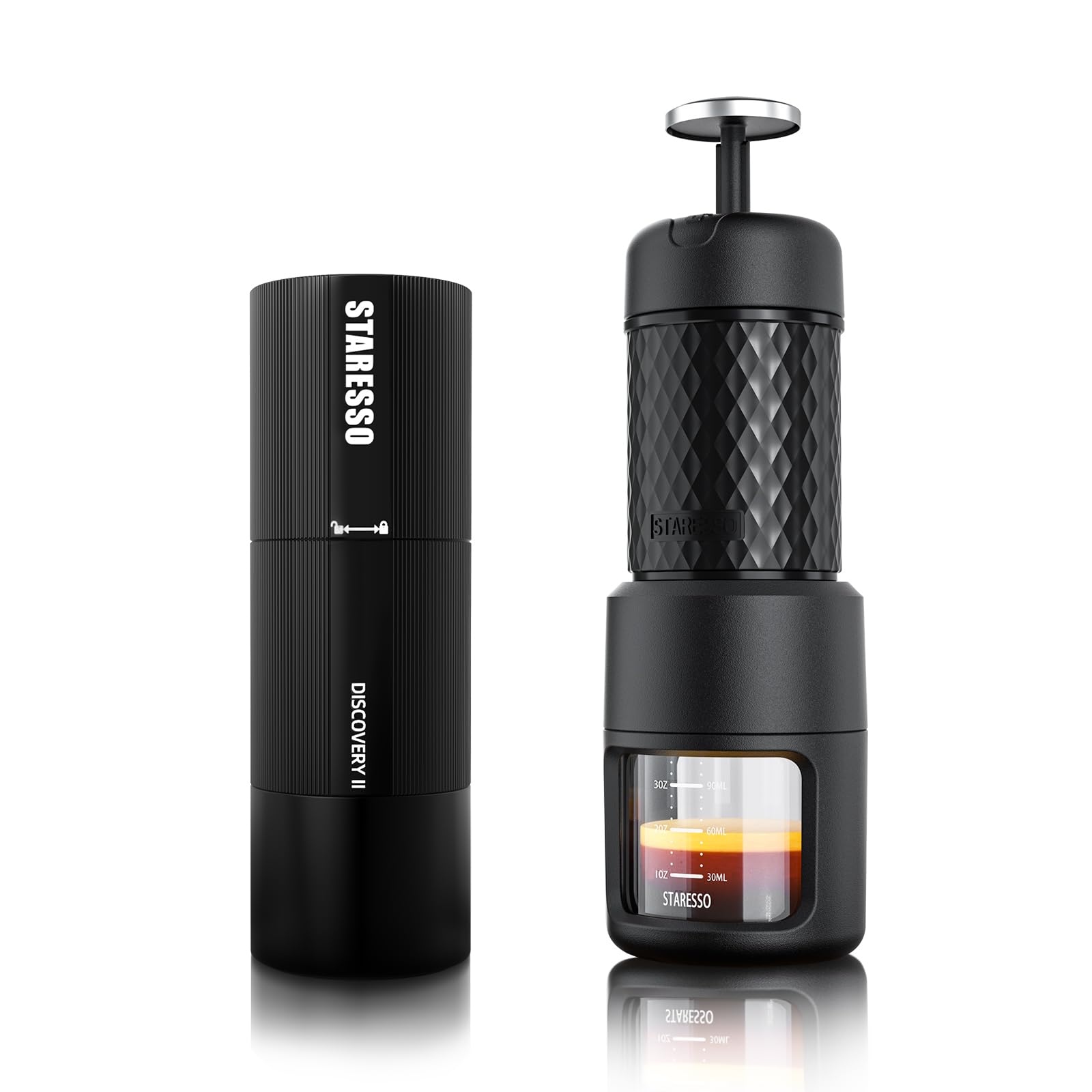 STARESSO Classic Portable Espresso Maker & Upgraded Discovery II PLUS Electric Coffee Grinder for Home, Office, Travel and Camping - Perfect for Espresso Lovers and Coffee Enthusiasts