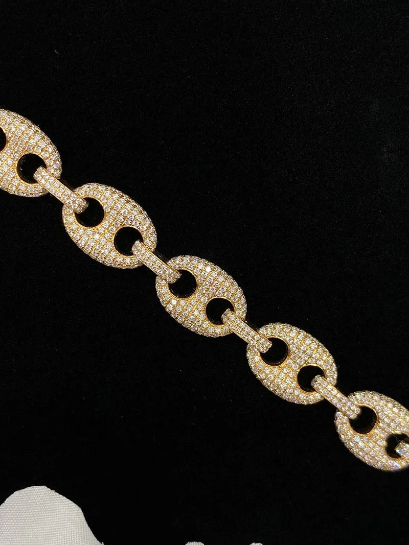 18K Yellow Gold Pig Nose Diamond Bracelet for Women - 4.75 Carat Real Natural Diamonds, Elegant Party Jewelry Gift for Anniversary, Wedding & Special Occasions