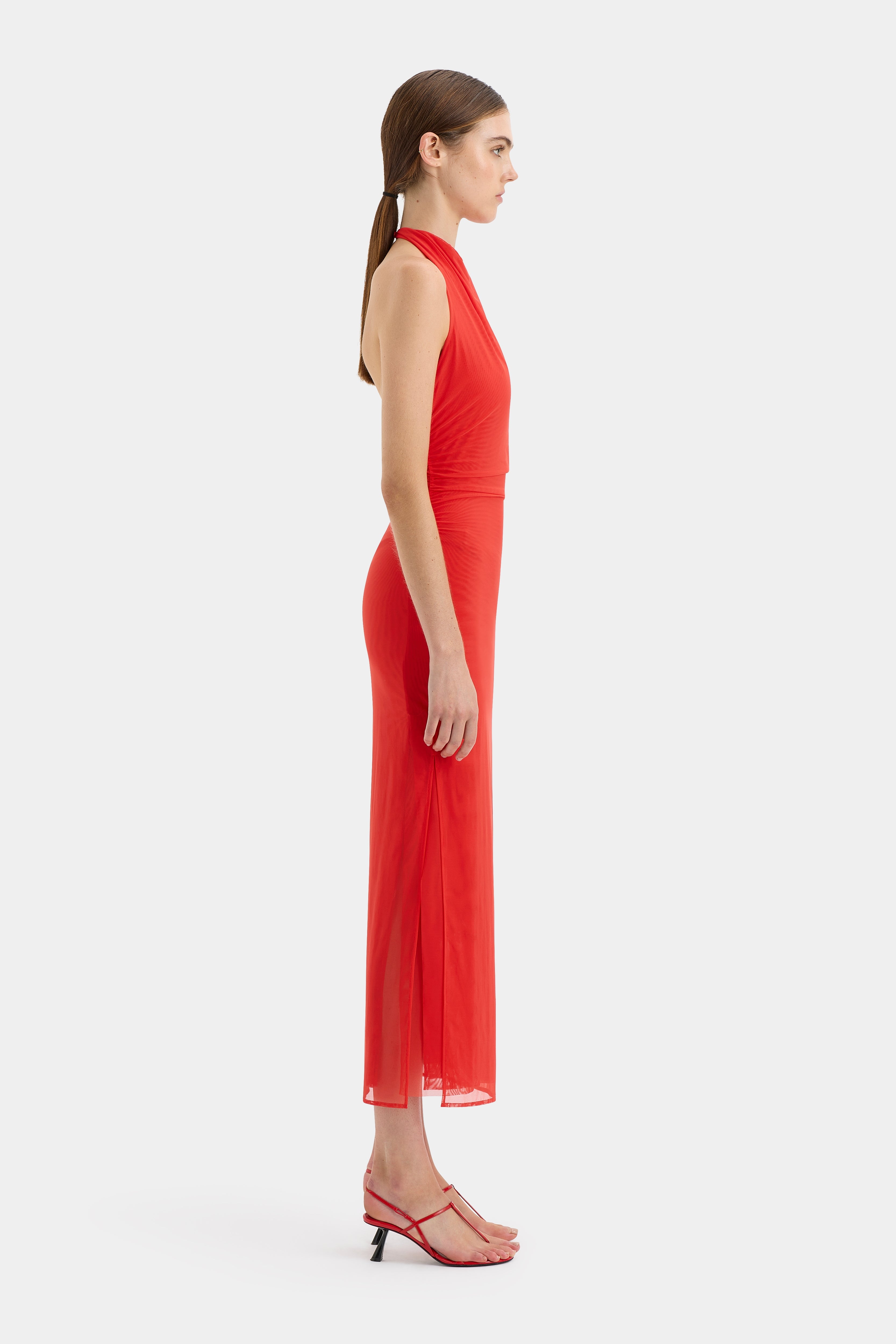 Jacques Mesh Halter Midi Dress - Elegant Summer Party Dress for Women, Beach Wedding Guest Outfit, Cocktail Evening Wear