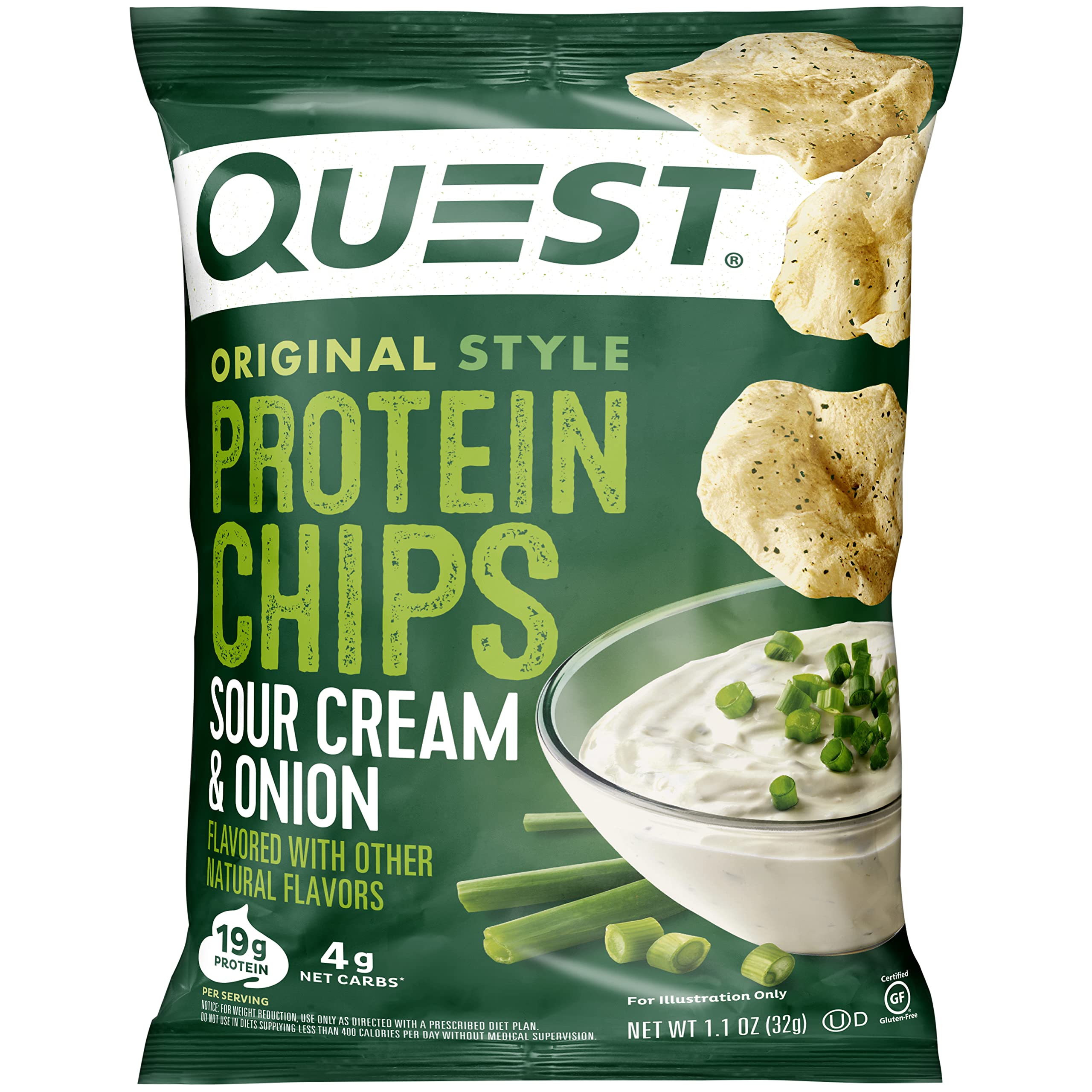 Quest Nutrition Protein Chips - Sour Cream & Onion & BBQ Flavors, High Protein Low Carb Snacks, 1.1oz Bags (Pack of 12) | Keto-Friendly, Gluten-Free for Workout Recovery & Healthy On-The-Go Lifestyle