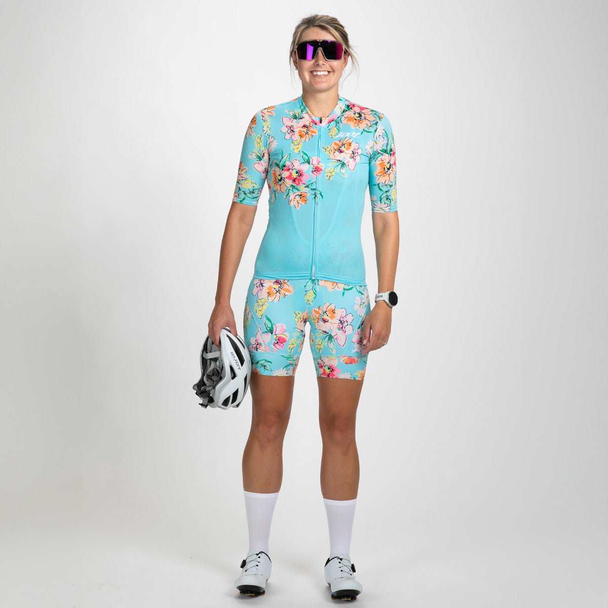 Women's Cycling Aero Jersey - Breathable & Lightweight Performance Bike Shirt for Road & Mountain Biking | Jasmine Design | Perfect for Training, Racing & Outdoor Sports