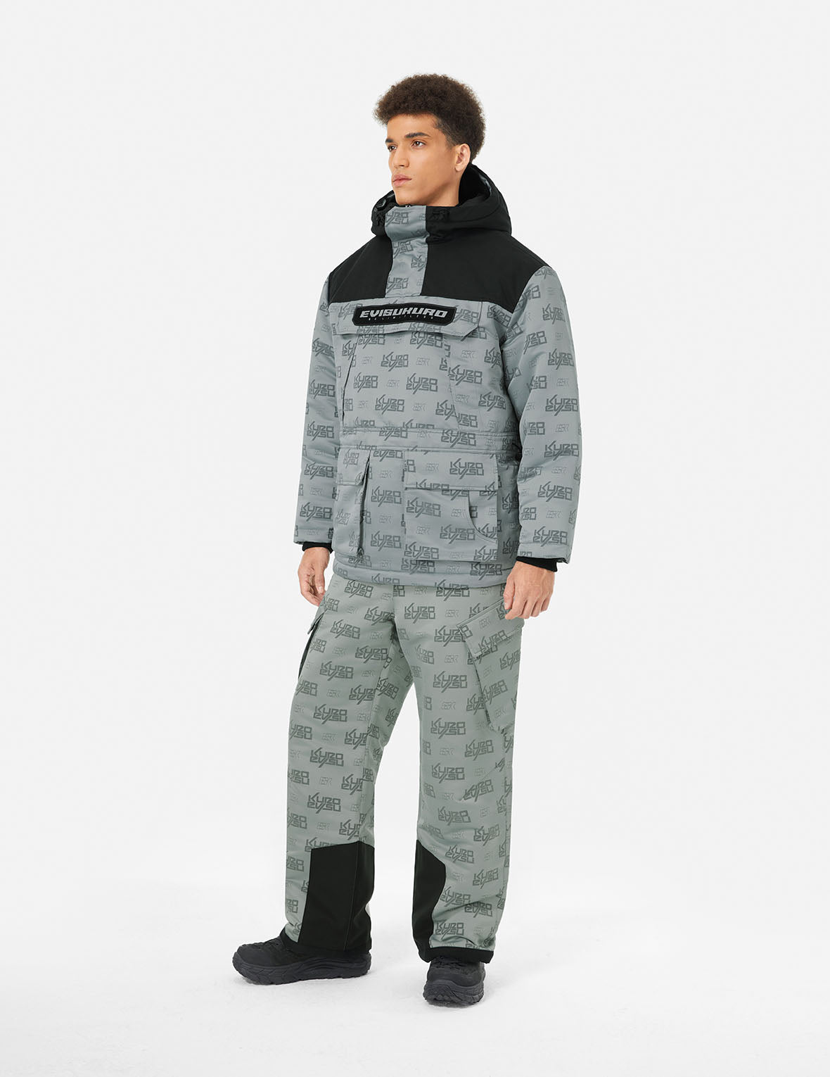 Allover Logo Jacquard Wide Leg Padded Ski Joggers - Warm Winter Snow Pants for Women & Men - Perfect for Skiing, Snowboarding & Outdoor Activities