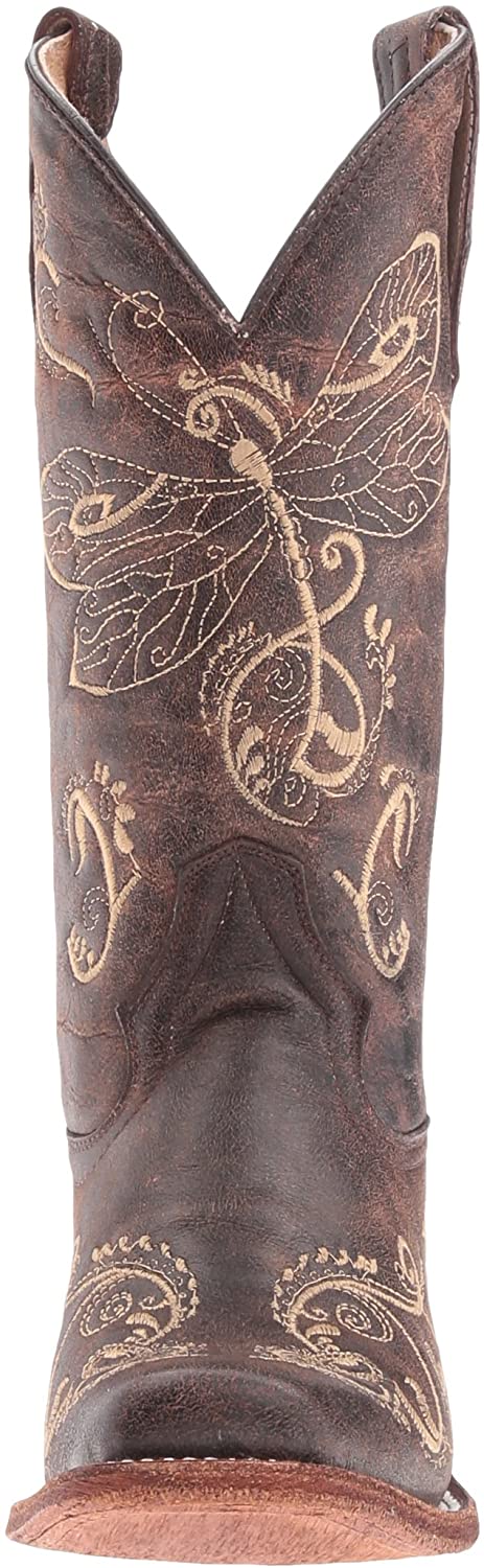 L5079 M Circle G Women's Brown Roper Western Leather Boots with Embroidery - Perfect for Cowgirl Style, Rodeo, and Country Fashion