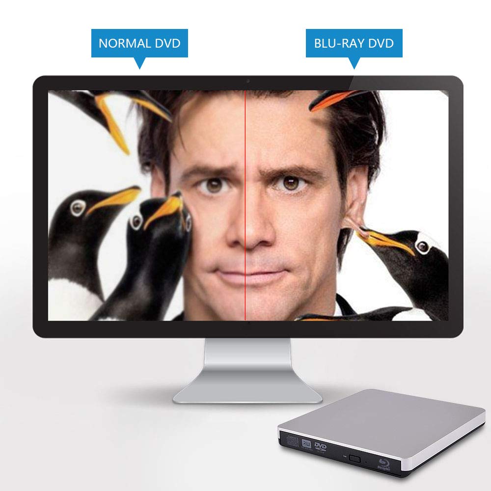 USB 3.0 External Blu Ray Drive - Portable DVD/CD Writer & 3D Blu-Ray Player Burner for PC, Laptop, Mac | Watch Movies, Burn Discs, Backup Data, Install Software