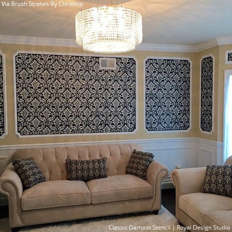 Classic Damask Stencil for DIY Home Decor, Wall Painting, and Furniture Upcycling | Reusable Decorative Template for Crafts and Art Projects