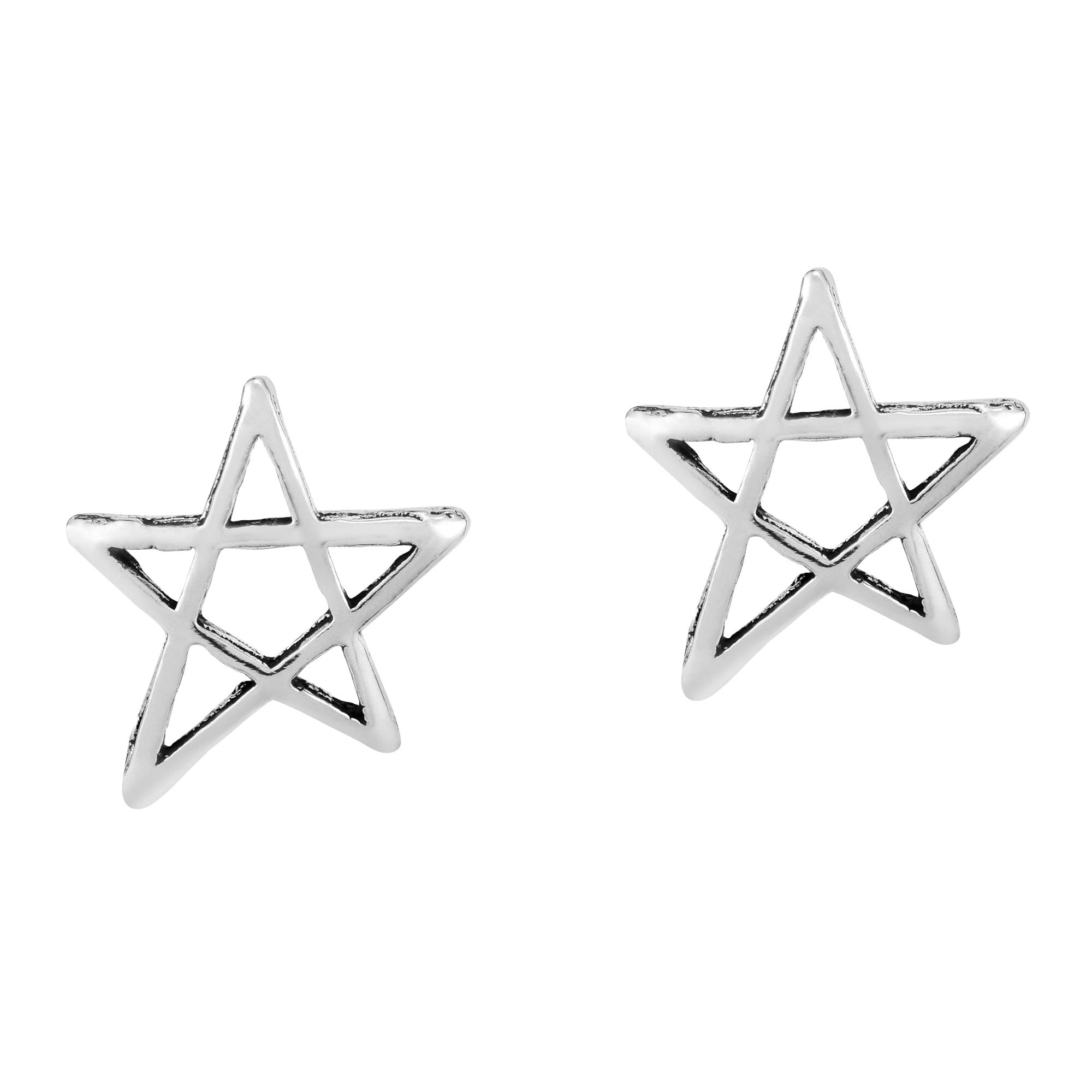 AeraVida Unique Star Outline Sterling Silver Stud Earrings for Women | Minimalist Chic Stud Earrings | Gift for Daughter, Girlfriend, Wife | Perfect for Everyday Wear, Date Night, Office & Special Occasions