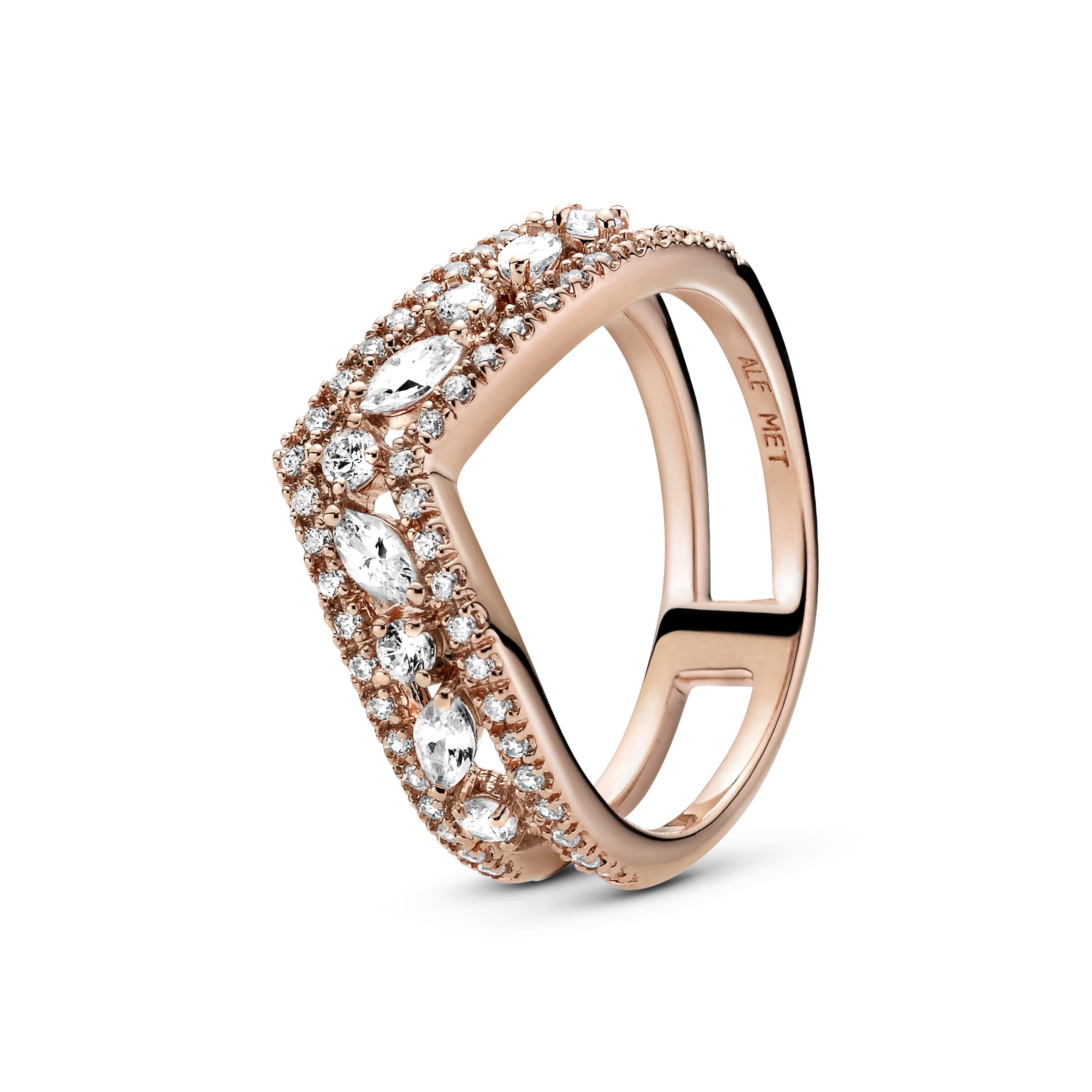 PANDORA Rose Ring with Sparkling Marquise Double Wishbone Design & Clear CZ Stones | Elegant Jewelry for Women, Perfect for Weddings, Anniversaries & Special Occasions