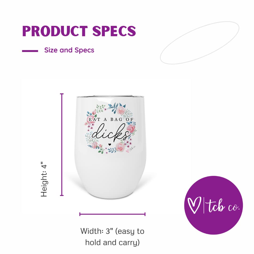 12 oz Stainless Steel Insulated Wine Tumbler with Lid - Floral Design | Perfect for Outdoor Picnics, Beach Parties & Wine Tasting Events
