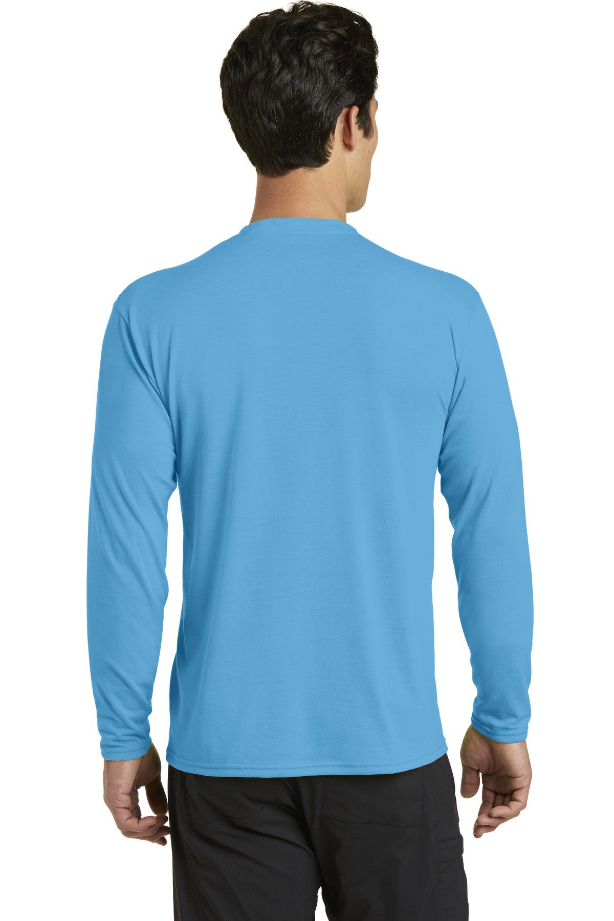 Port & Company PC381LS Long Sleeve Performance Blend T-Shirt - Moisture Wicking, Breathable Fabric for Workouts & Outdoor Activities - Aquatic Blue