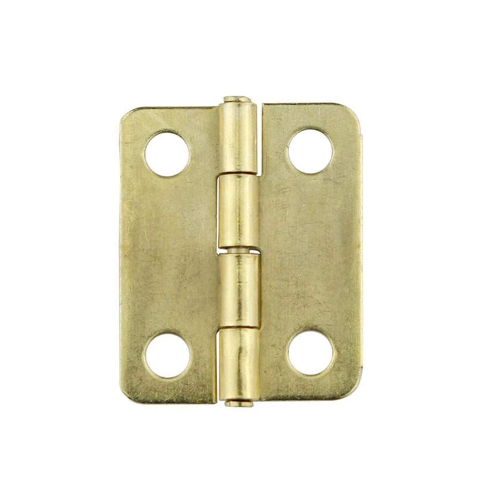 Antique Bronze & Gold Cabinet Hinges 50pcs - 16x13mm Mini Hinges for Jewelry Box, Cupboard, Small Furniture - Perfect for DIY Projects & Home Decor (Gold Finish)