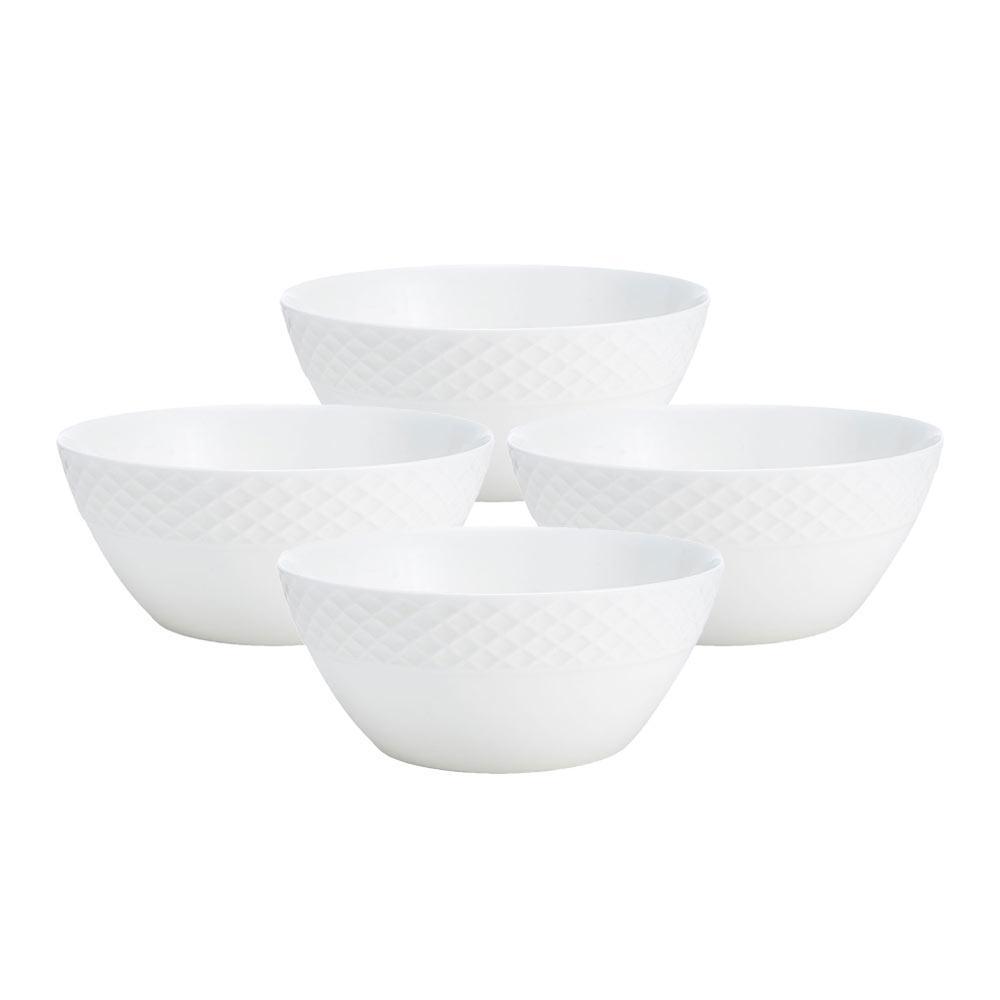 Set of 4 White Trellis Fruit Bowls - Elegant Serving Bowls for Fruits, Snacks & Desserts - Perfect for Kitchen, Dining Table & Party Serving