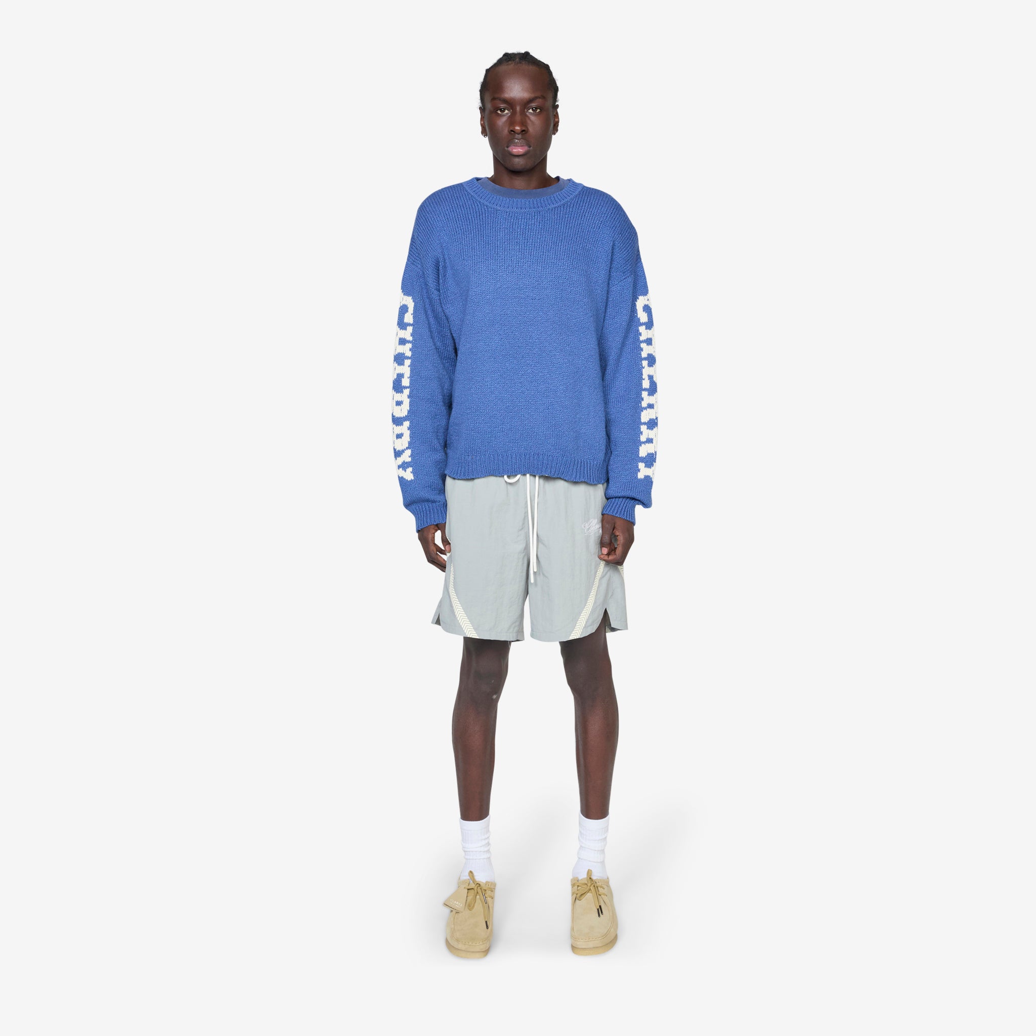 Premium Cotton Knit Crewneck Sweater for Men & Women - Soft Steel Blue Pullover - Perfect for Casual Wear, Office & Fall Layering
