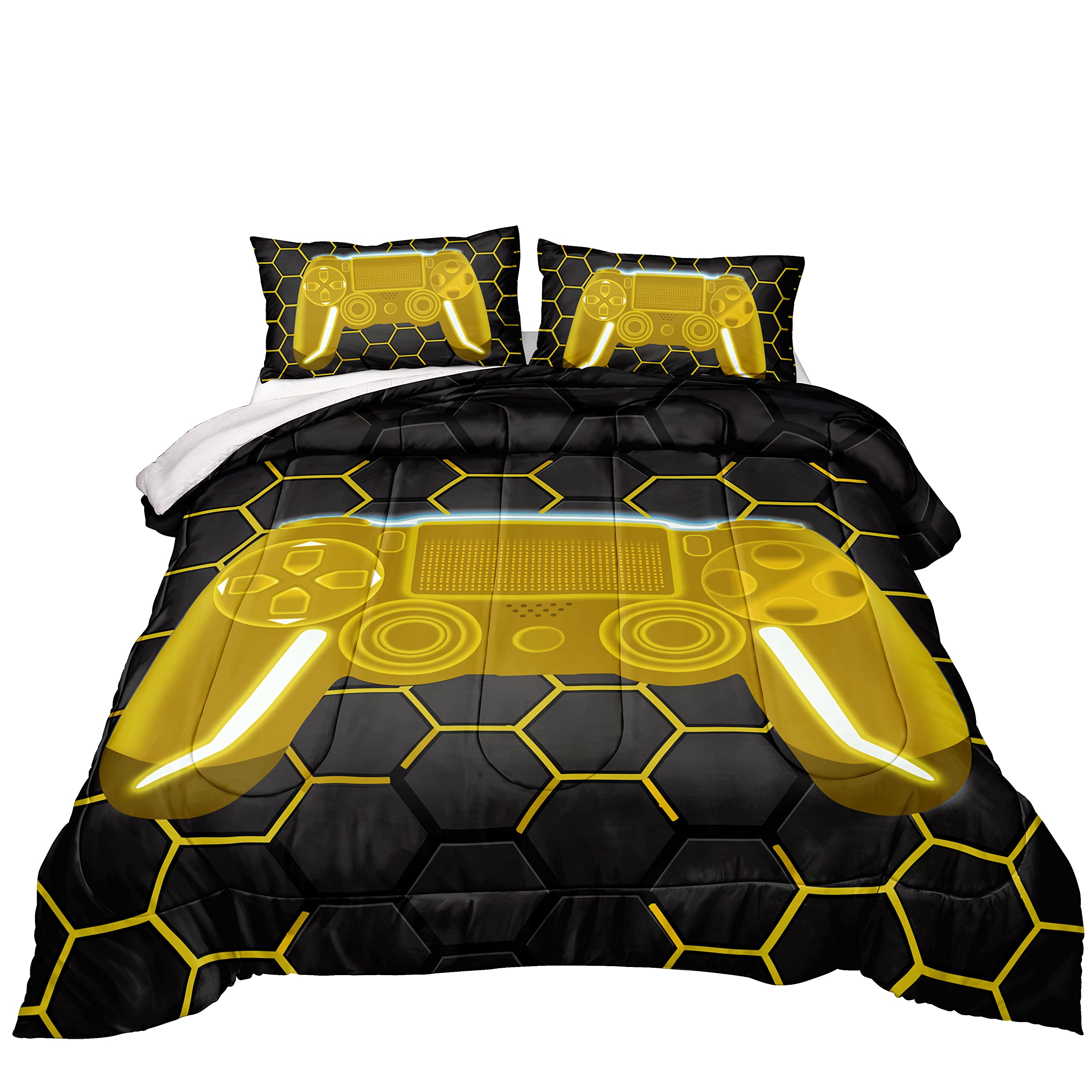 Z.Jian HOME Boys Gaming Comforter Set - Queen Size, Video Game Themed Bedding for Kids & Teens, Gamer Room Decor (Game44) - Perfect for Bedrooms, Dorms & Sleepovers
