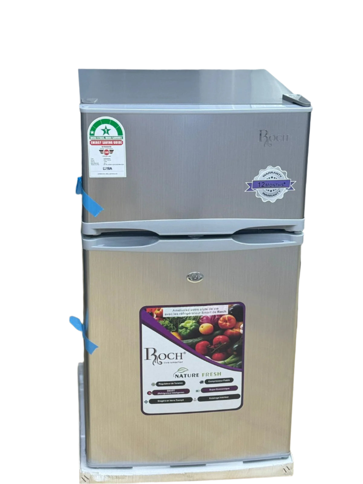Roch 90L Nature Fresh Double Door Refrigerator - Energy Efficient Compact Fridge for Home, Office, Dorm | Perfect for Small Spaces & Food Storage