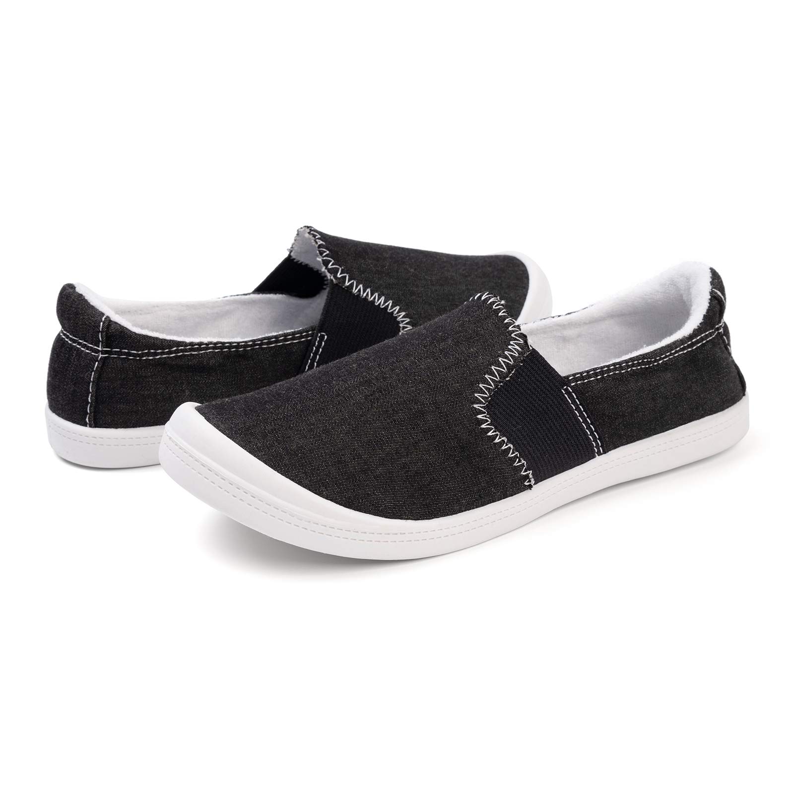 FunkyMonkey Women's Comfortable Low Top Canvas Slip-On Sneakers - Classic Casual Walking Shoes for Everyday Wear, Travel & Light Exercise