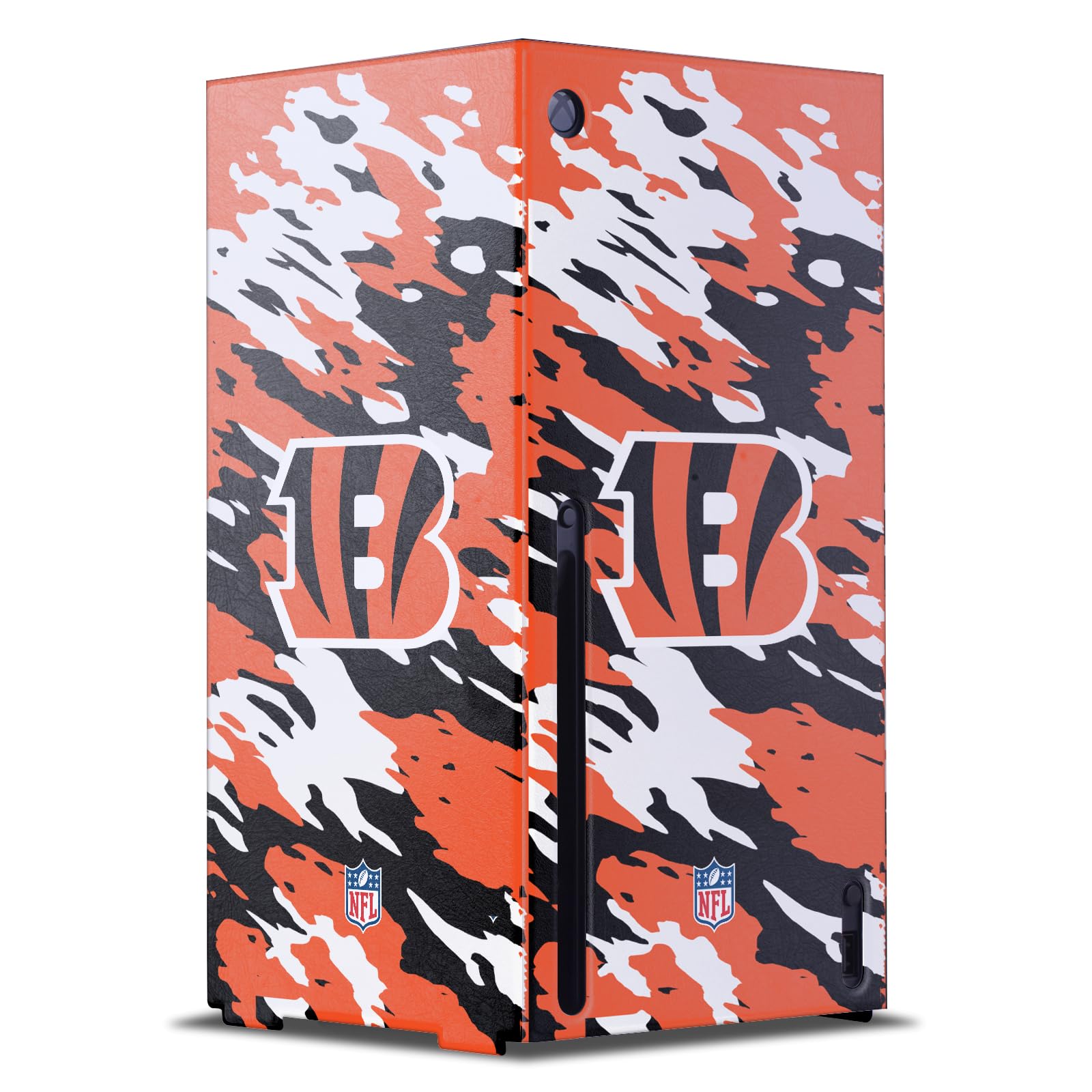 Official NFL Cincinnati Bengals Camo Gaming Console Skin Wrap Compatible with Xbox Series X - Perfect for Game Room Decor and Fan Gifts
