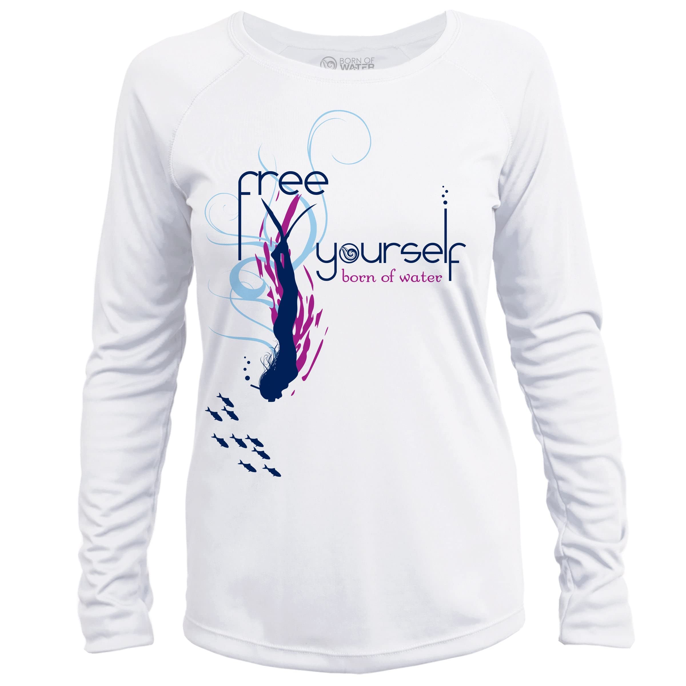 Women's UPF 50+ Long Sleeve Scuba Diving UV T-Shirt - Quick Dry Rash Guard Tee for Free Diving, Fishing, Swim, Surfing, and Beach Activities