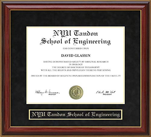 NYU Tandon School of Engineering Mahogany Diploma Frame - Premium Wood Graduation Display for Wall or Desk - Perfect Gift for Engineers & Alumni