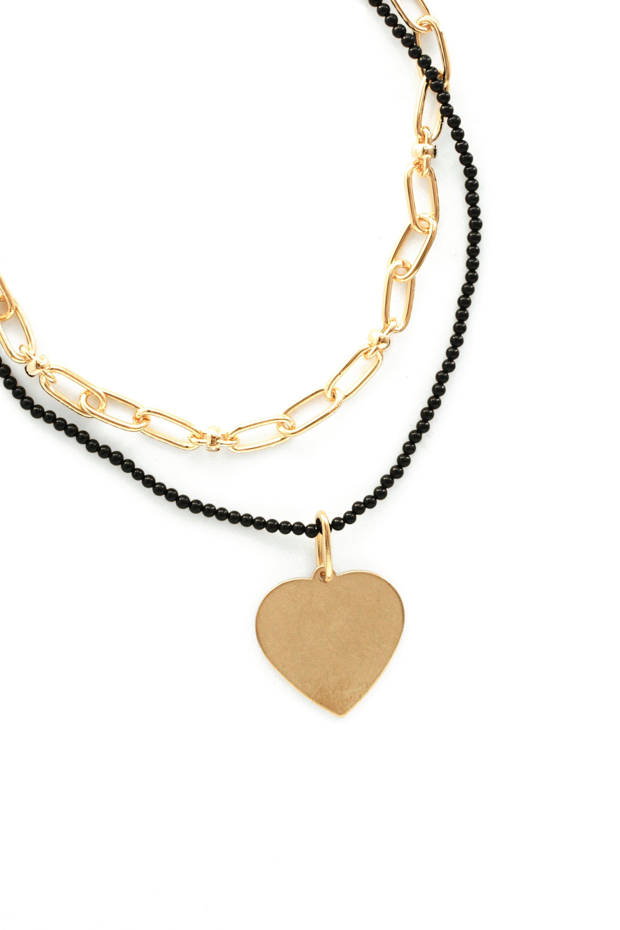 Layered Heart Charm Necklace for Women - Elegant Black Pendant Jewelry Gift for Valentine's Day, Anniversary & Romantic Occasions