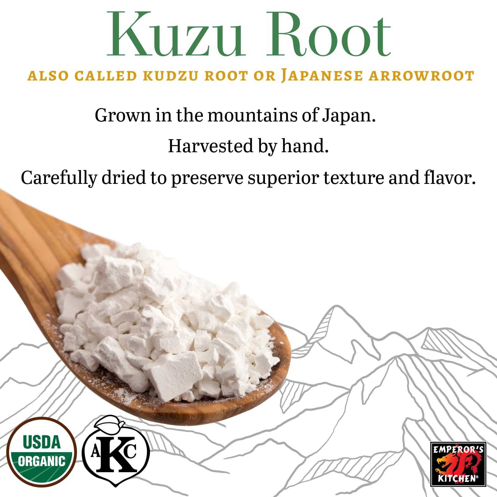 Organic Kuzu (Japanese Arrowroot) 17.6oz - Emperor's Kitchen - for Baking & Healthy Cooking