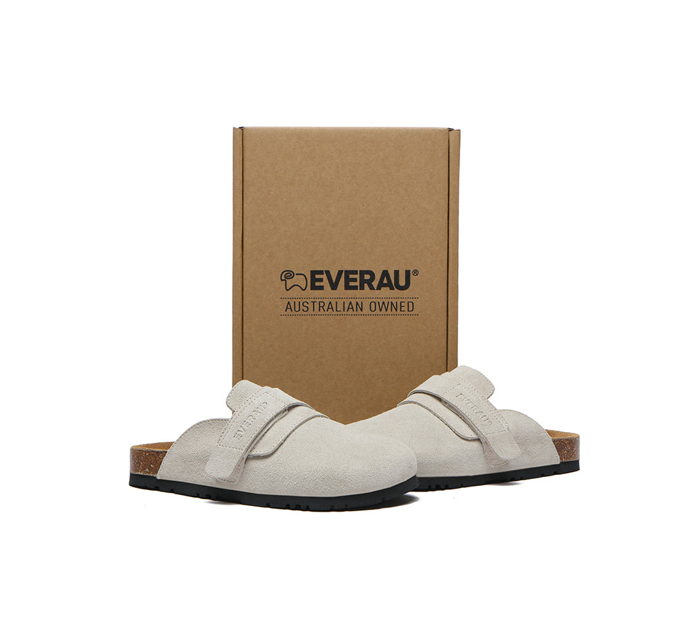 EVERAU® Women's Double Adjustable Strap Embossed Slip-On Summer Flat Clog Slides - Comfortable Casual Sandals for Beach, Pool, Garden & Home Use - Skyler Style