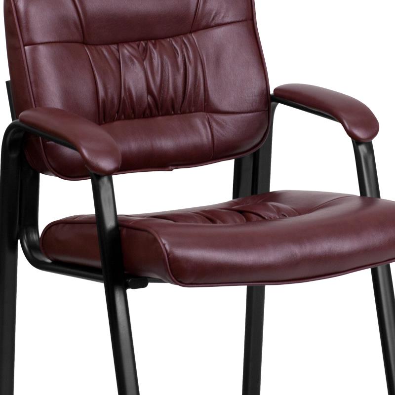 Premium FLASH Haeger Leather Executive Office Chair - Black Metal Frame Reception Seating for Professional Workspaces & Conference Rooms