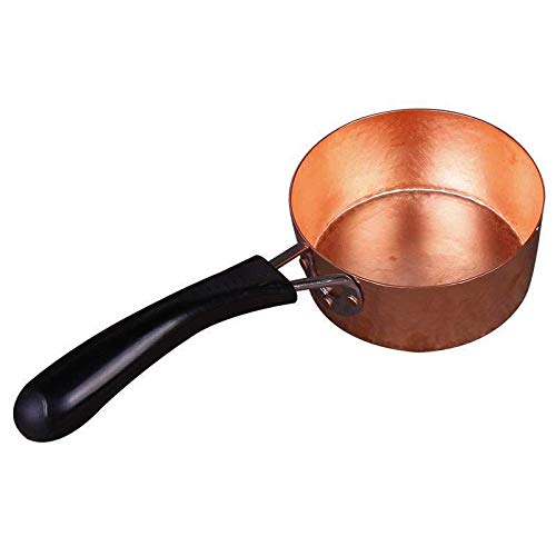 Pure Copper Small Milk Pot with Single Handle - Premium Copper Cooking Pot for Stovetop & Induction - Perfect for Heating Milk, Making Hot Chocolate & Cooking Sauces