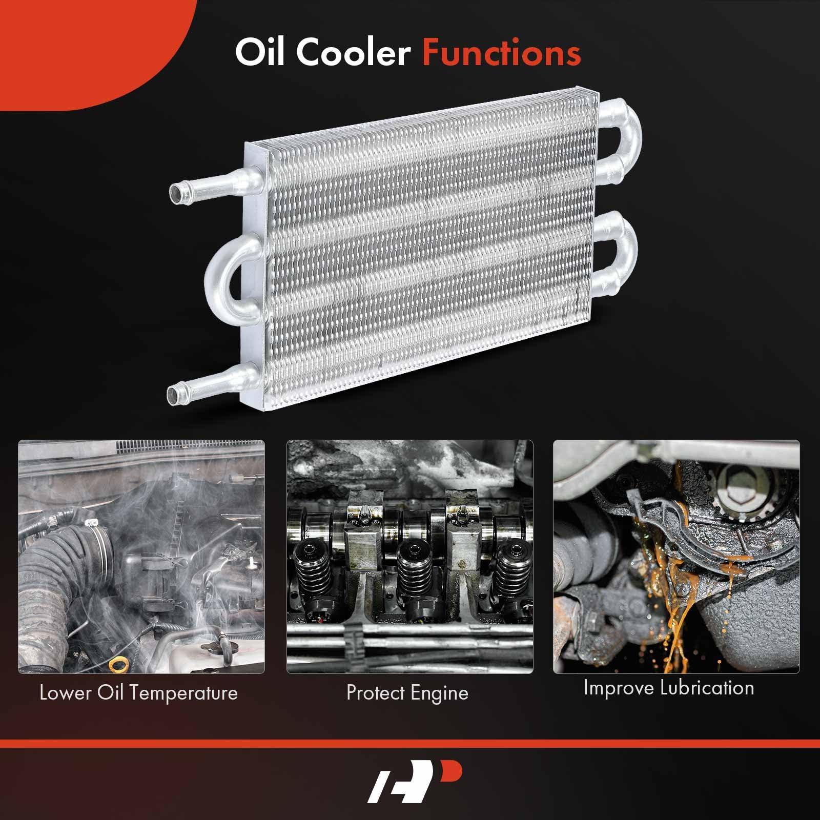 Universal A-Premium 4-Pass Aluminum Transmission Oil Cooler Kit with Hose Mounting, Supports Towing Up to 12000 lbs, Ideal for Heavy-Duty Trucks and Towing Vehicles