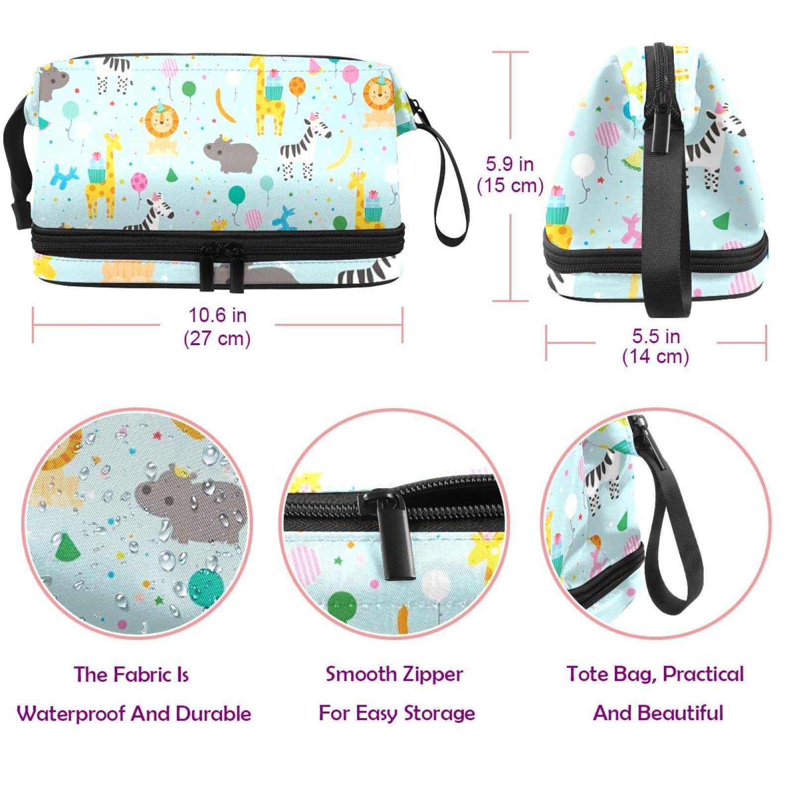 Double Layer Zebra Print Cosmetic Bag - Waterproof Travel Makeup Organizer Pouch for Women & Girls - Perfect for Toiletries, Travel Essentials & Daily Use