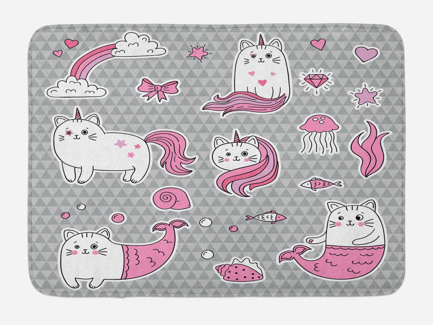 Ambesonne Soft Plush Unicorn Cat Bath Mat with Non-Slip Backing, 30.2