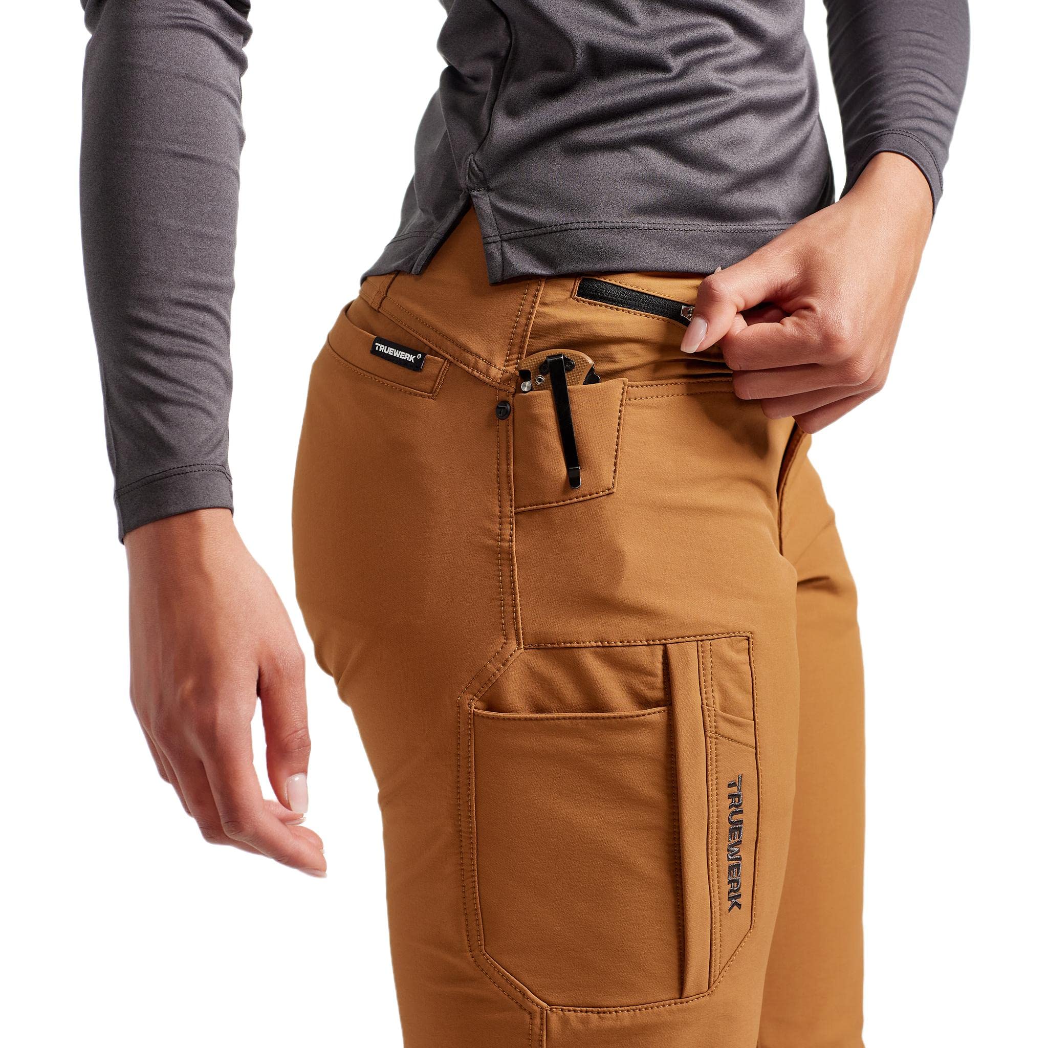 TRUEWERK Women's Work Pants - T2 WerkPants - Relaxed Fit, Lightweight & Water Resistant Cargo Pants with 4-Way Stretch for Construction, Landscaping & Outdoor Activities