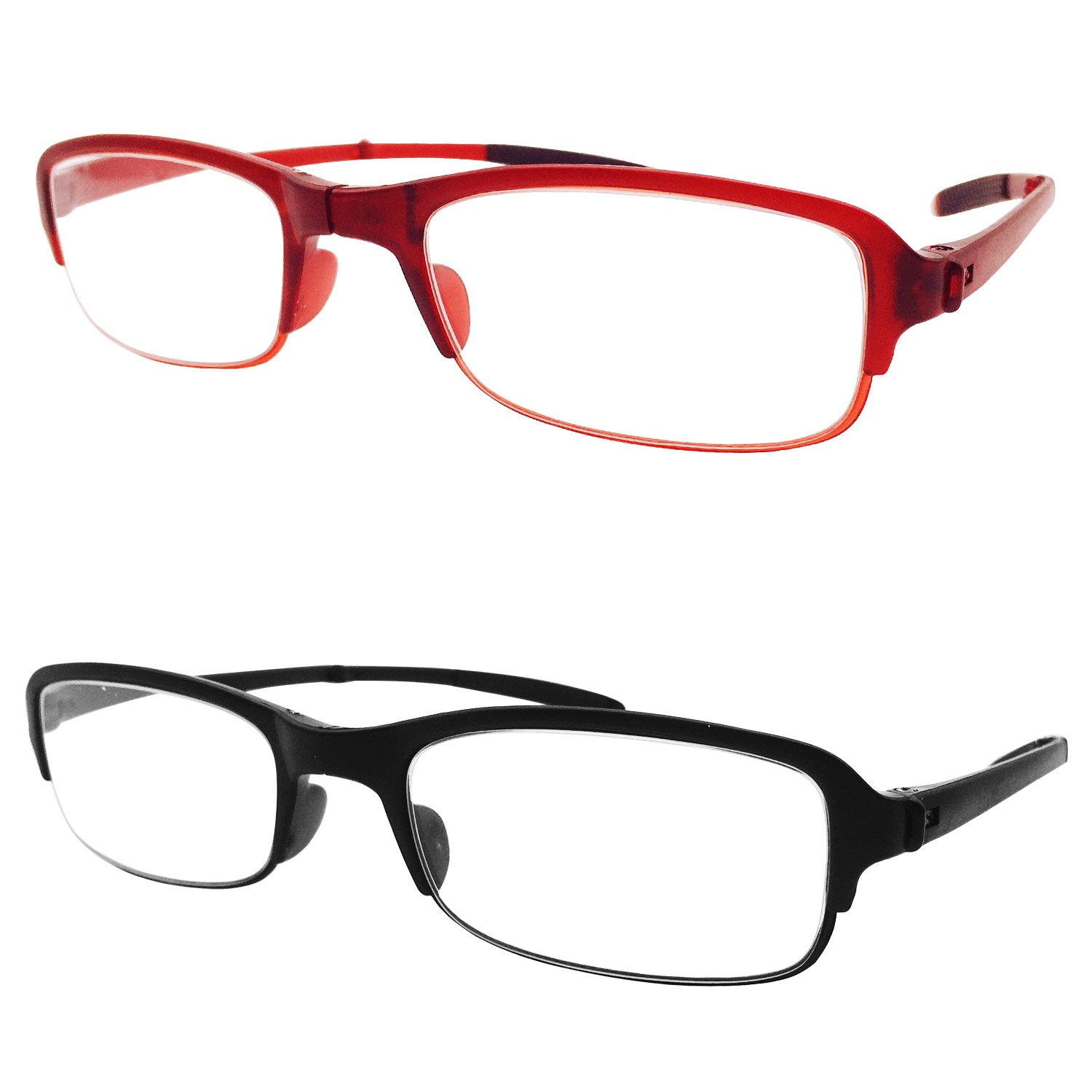 2 Pairs Lightweight Folding Reading Glasses with Travel Case - Compact Reading Eyewear for Men & Women - Perfect for Travel, Reading, and Everyday Use