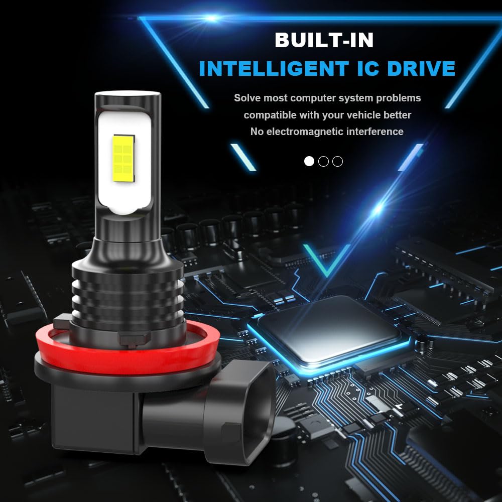 2011-2014 Hyundai Sonata LED Headlight Bulbs Kit - H7 High/Low Beam & H8 Fog Lights - 500% Brighter 6000K White - Plug & Play (6 Pack) - Perfect for Night Driving & Foggy Conditions