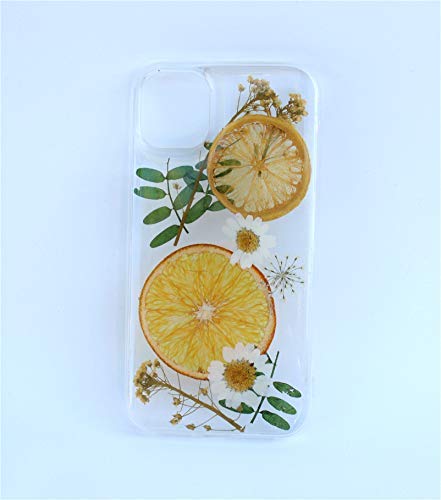 Pressed Flower Phone Case for iPhone 6/7/8/11/X/XR/XS/XS Max - Real Dried Flowers & Fruits Design with Orange & Daisies - Perfect for Nature Lovers & Boho Style Accessories