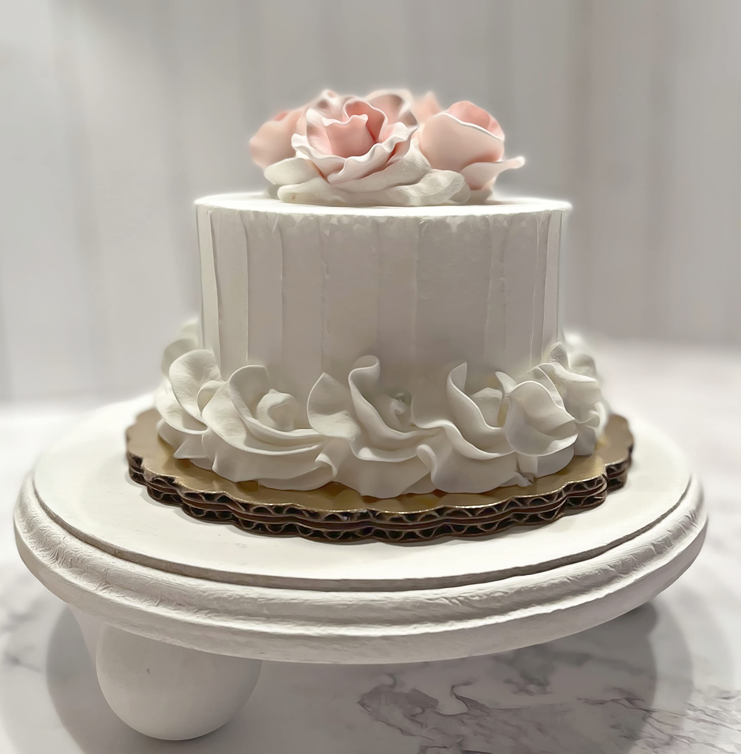 Realistic Fake Wedding Cake - Pink Artificial Cake Display for Decorations | Fake Cupcakes & Cake Toppers | Perfect for Wedding, Party & Dessert Table Displays