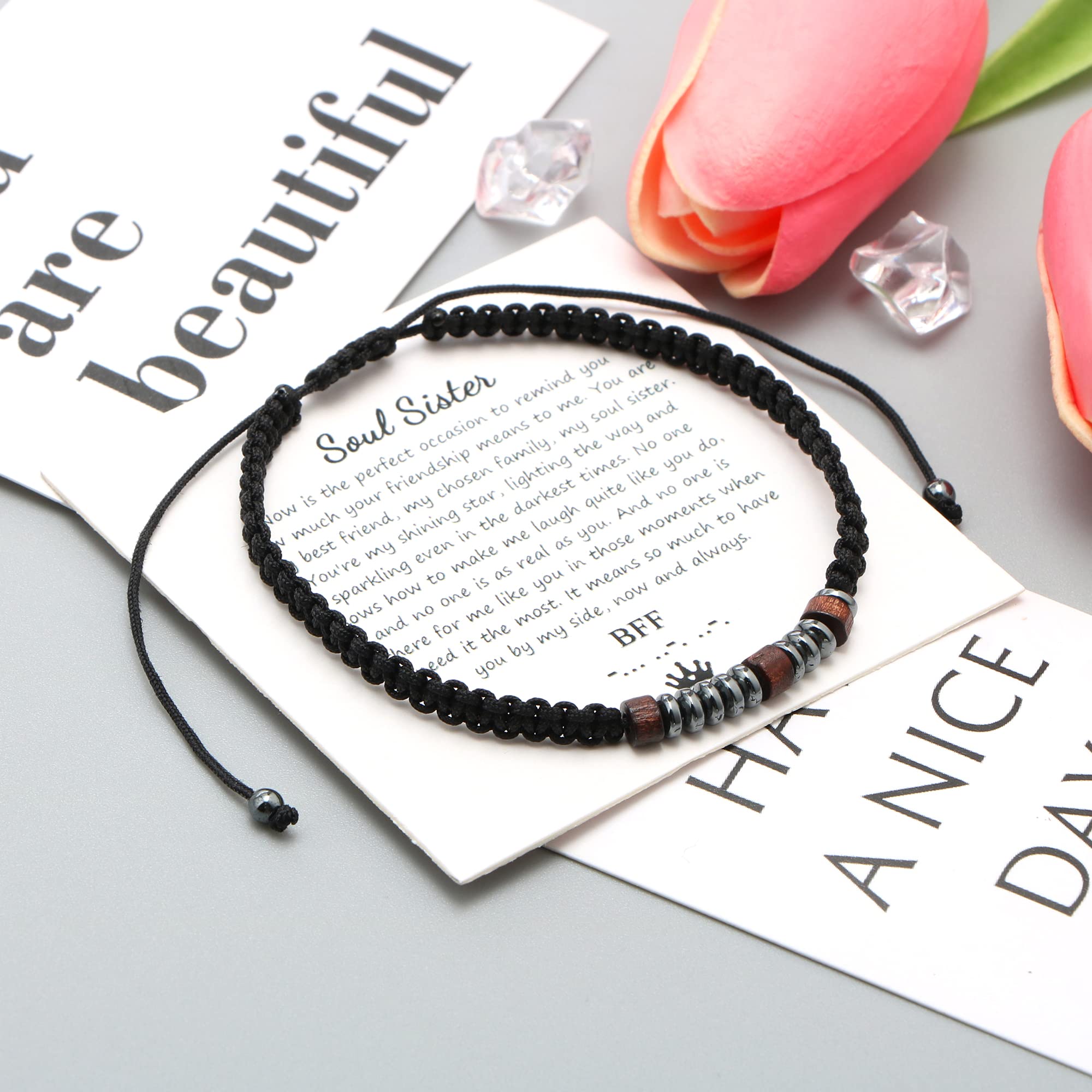 Morse Code Bracelet for Women & Men - Personalized Wooden Wrap Bracelet - Anniversary, Birthday Gifts for Best Friend, Mom, Daughter, Boyfriend, Girlfriend - Perfect for Couples, Family & Special Occasions