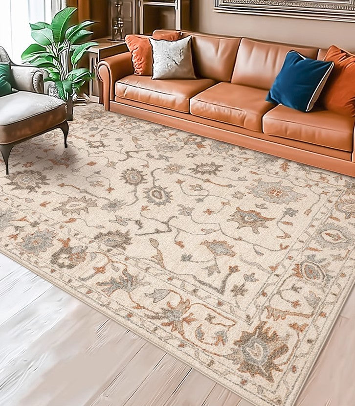 Floral Pattern Modern Area Rugs - Soft Non-Slip Farmhouse, Bedroom, Dining & Living Room Rug - Perfect for Home Decor, Boho Style & Cozy Interior Design