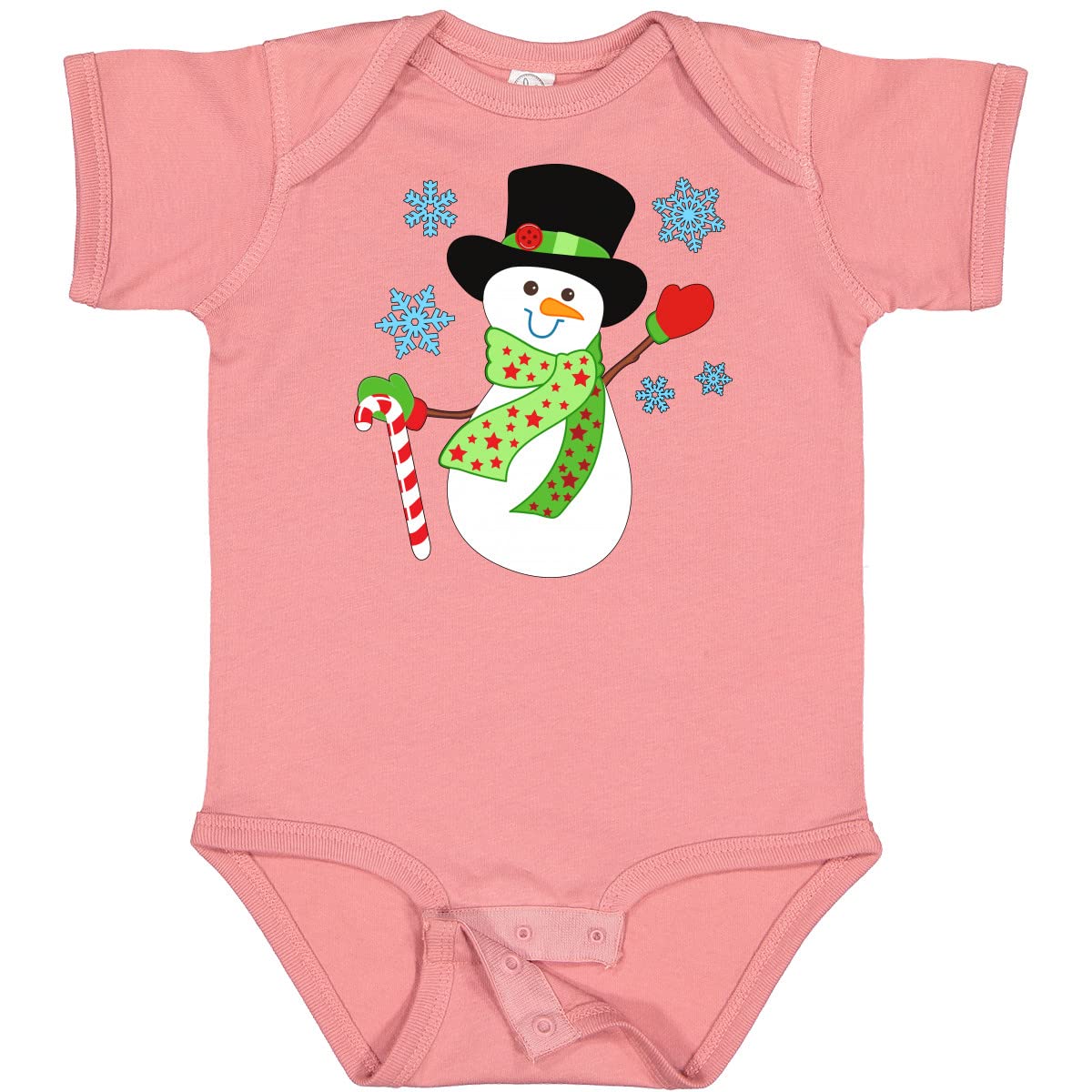 Inktastic Christmas Snowman in Top Hat with Candy Cane Baby Bodysuit - Cute Holiday Outfit for Infants & Toddlers - Perfect for Christmas Photos, Family Gatherings & Festive Celebrations